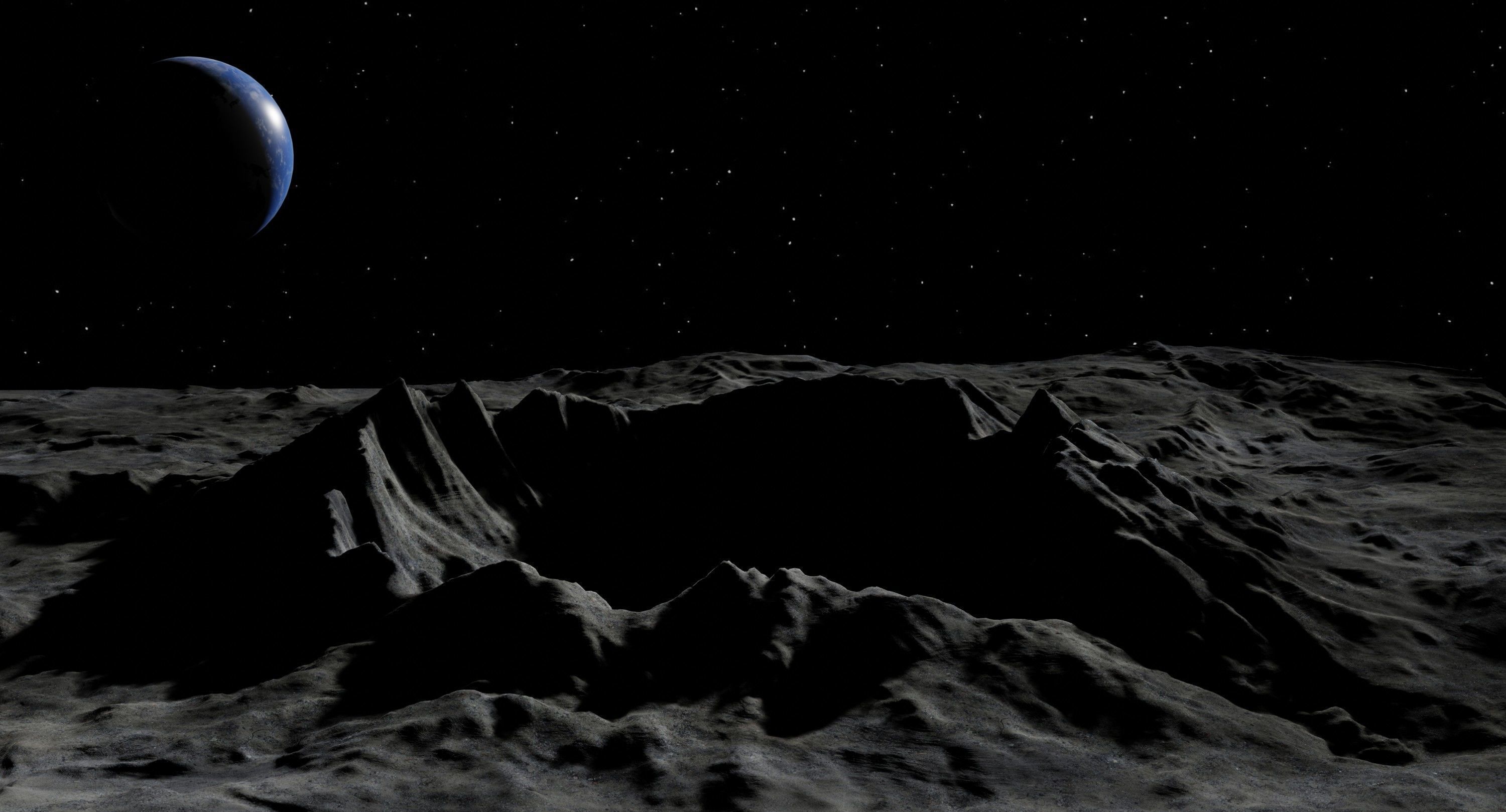 Alien Planet Moon Crater Sci-Fi Fantasy Scenery 3D model_10