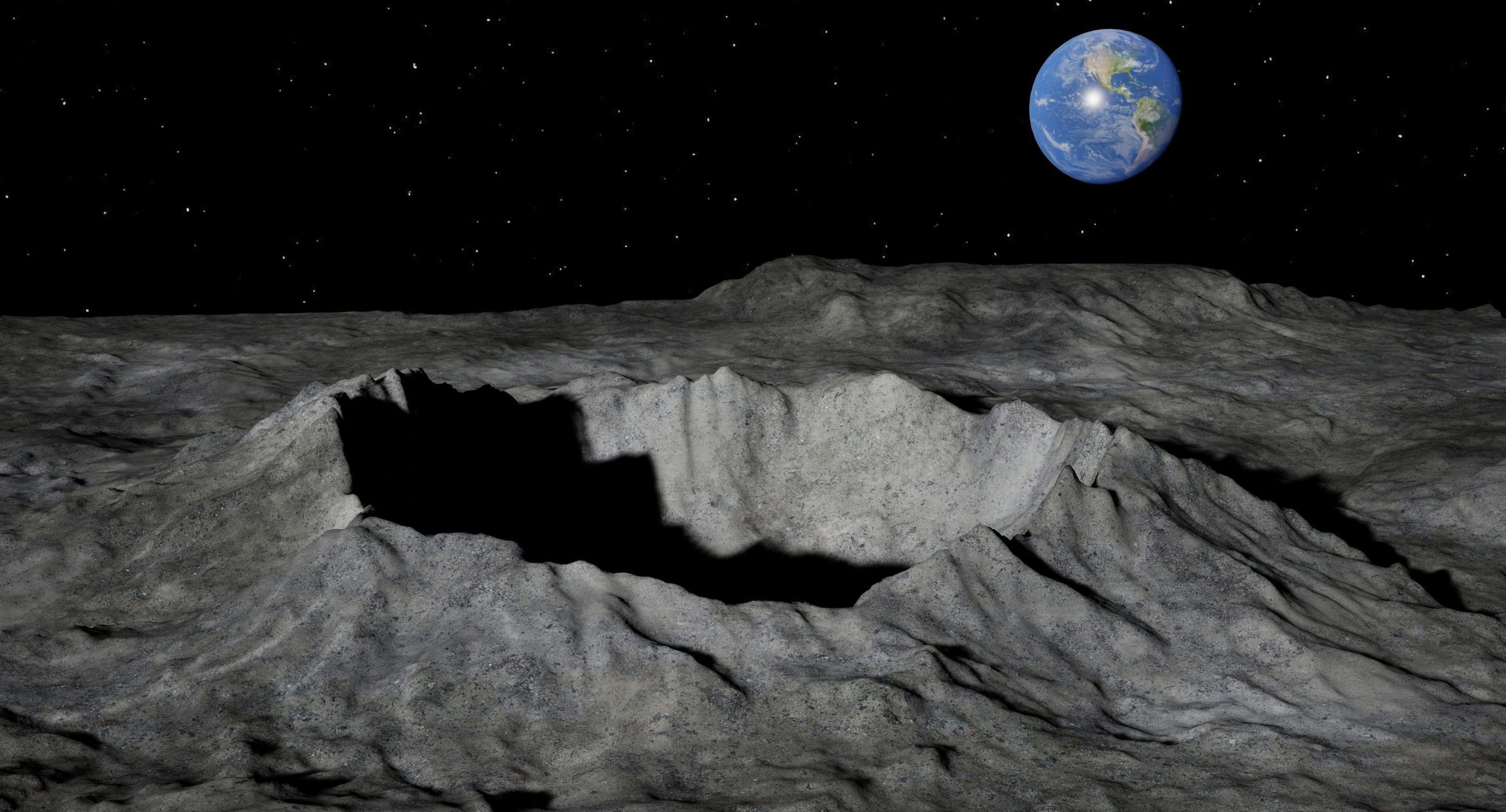 Alien Planet Moon Crater Sci-Fi Fantasy Scenery 3D model_6