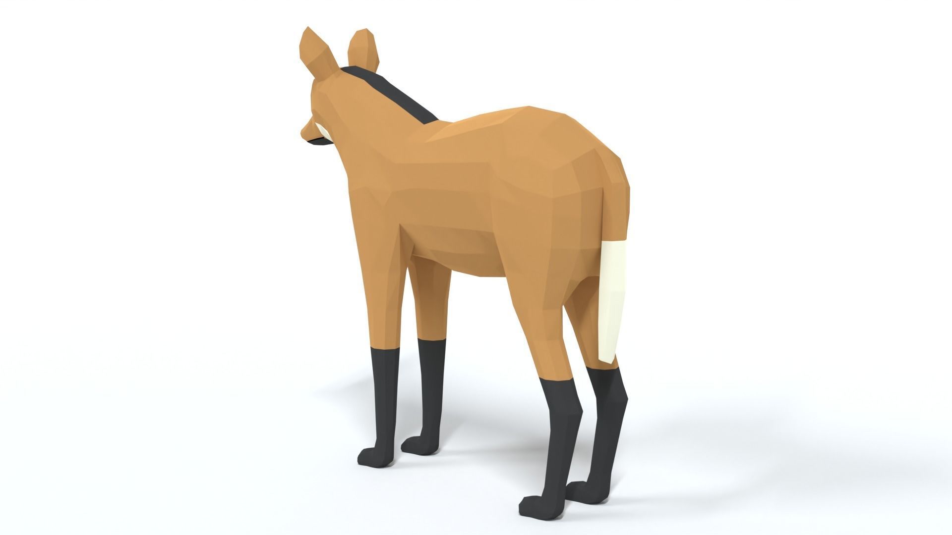 Low Poly Cartoon Maned Wolf Low-poly 3D model_2