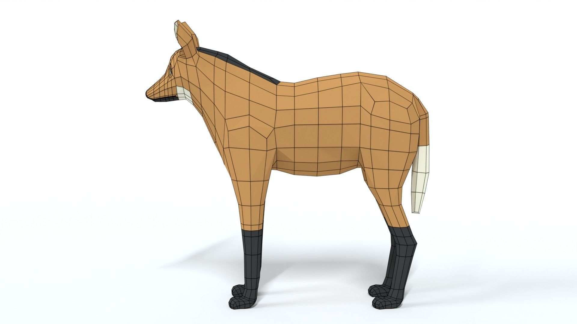 Low Poly Cartoon Maned Wolf Low-poly 3D model_10