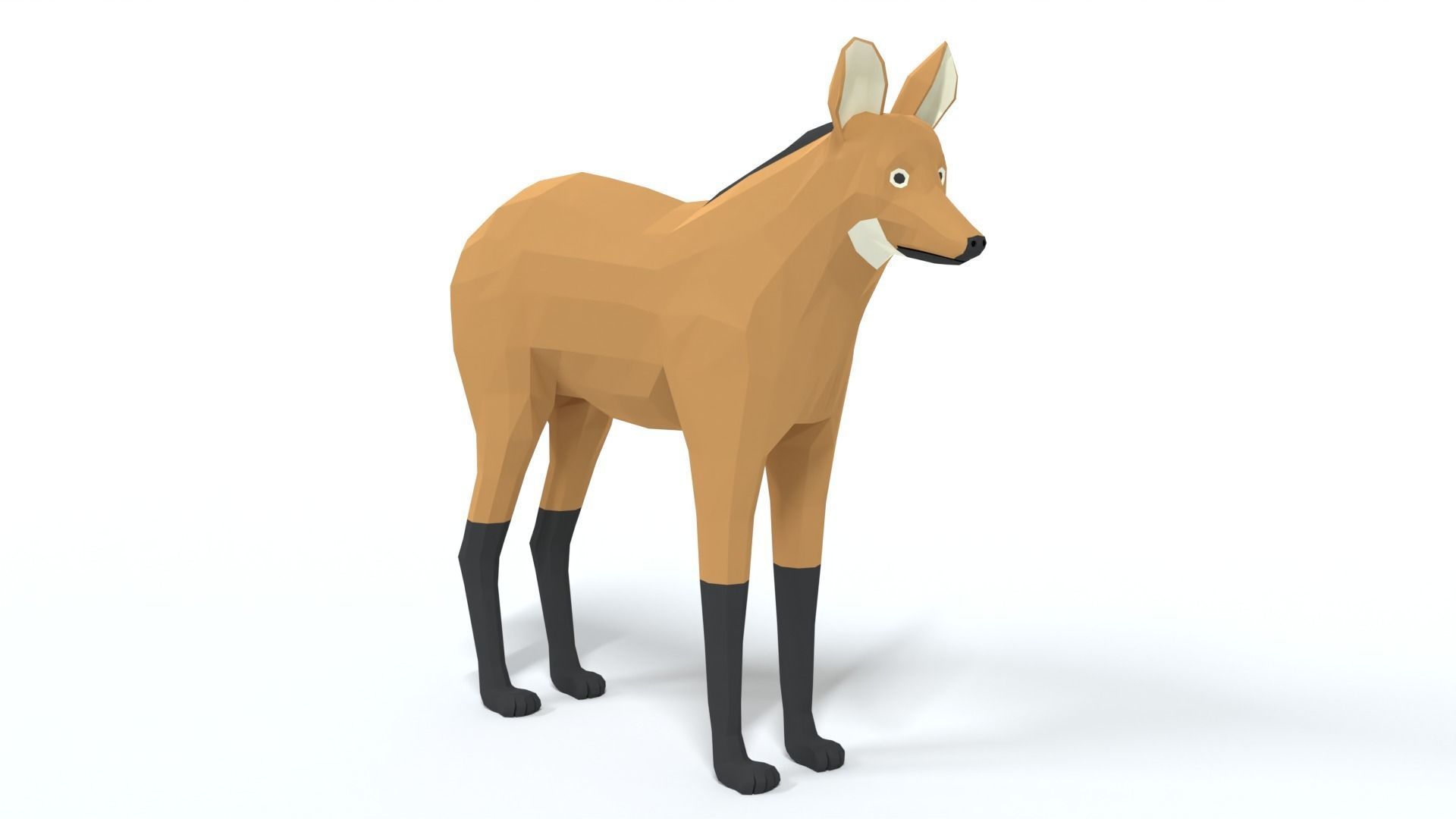 Low Poly Cartoon Maned Wolf Low-poly 3D model_6