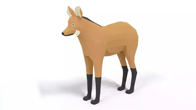 Low Poly Cartoon Maned Wolf