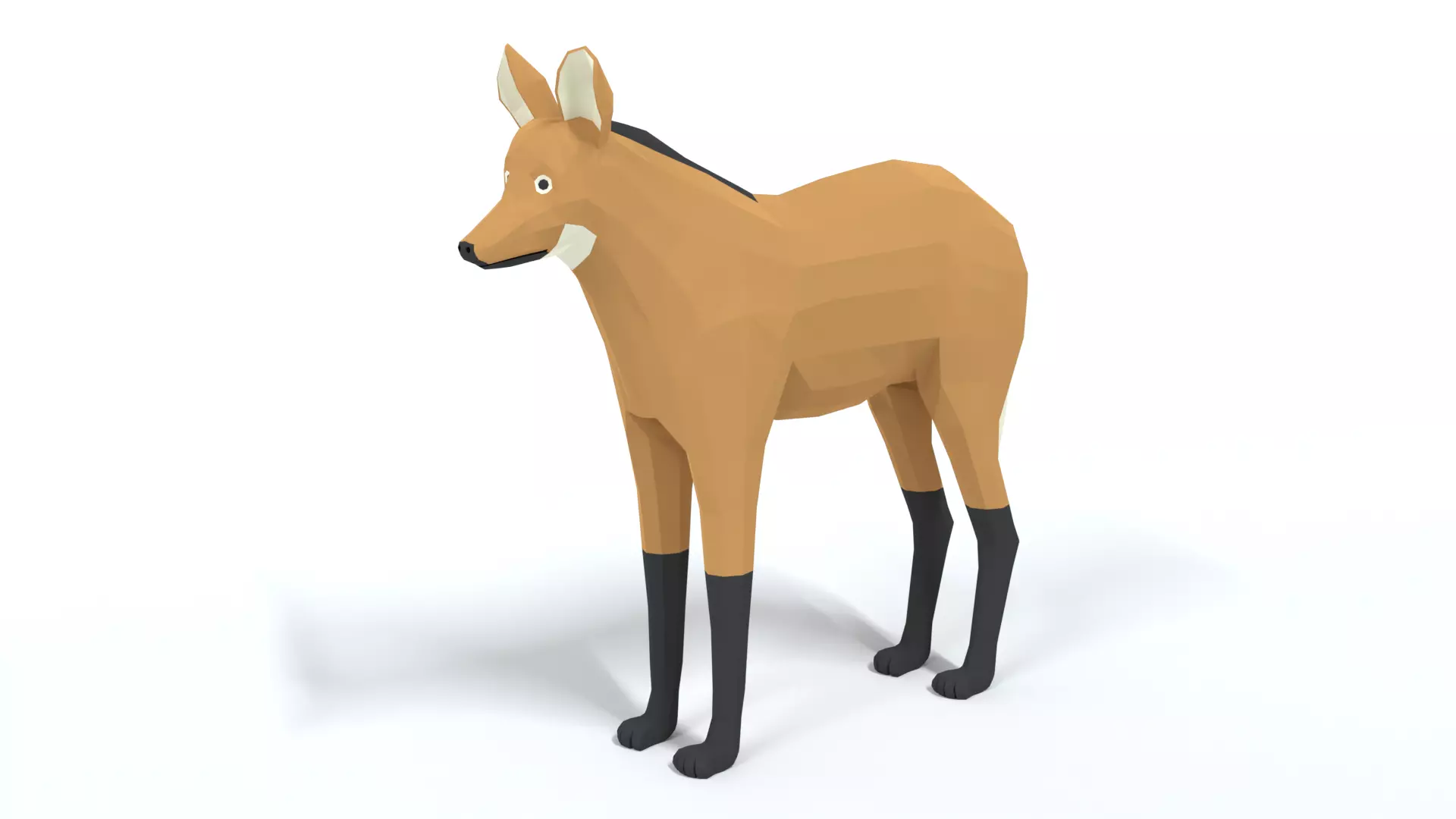 Low Poly Cartoon Maned Wolf Low-poly 3D model_0