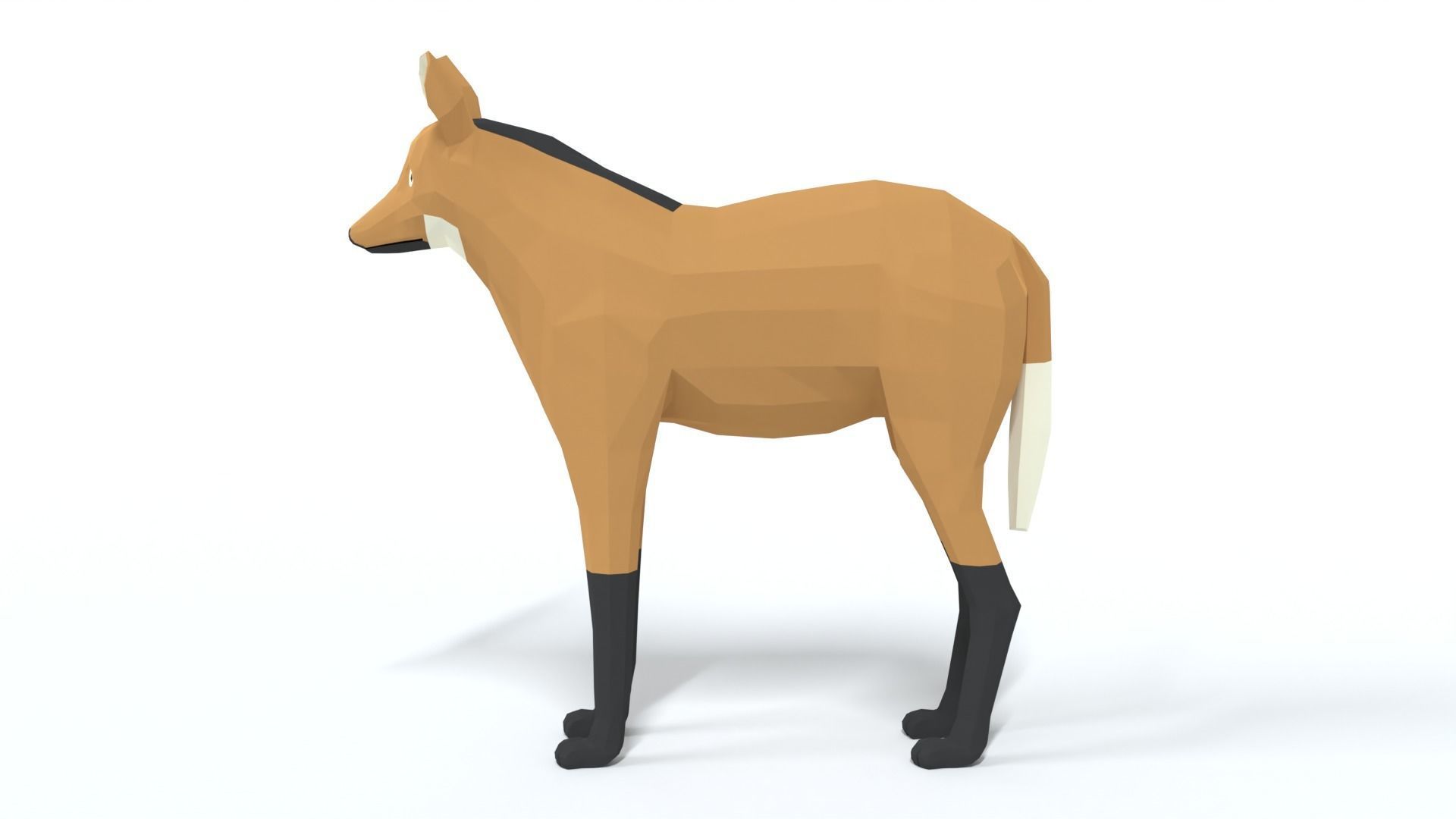 Low Poly Cartoon Maned Wolf Low-poly 3D model_1