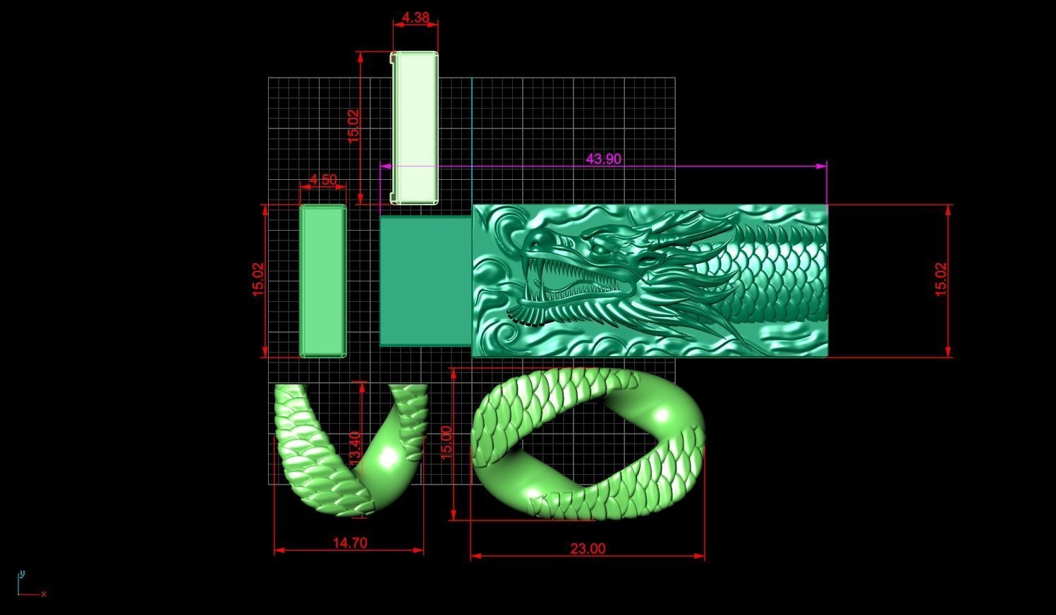 Dragon Bracelet 3D print model_1