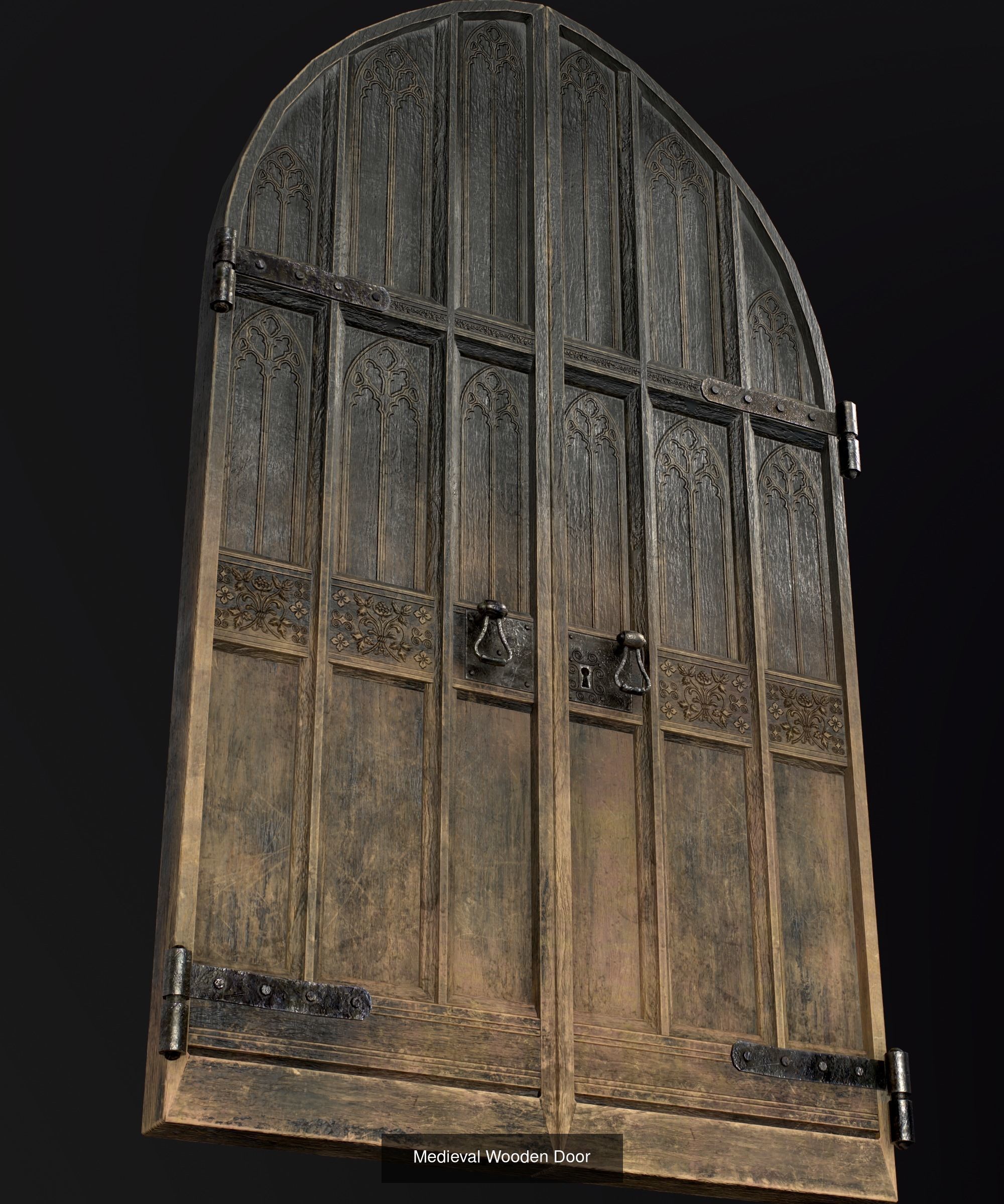Five Medieval Doors 3D Model Collection_2