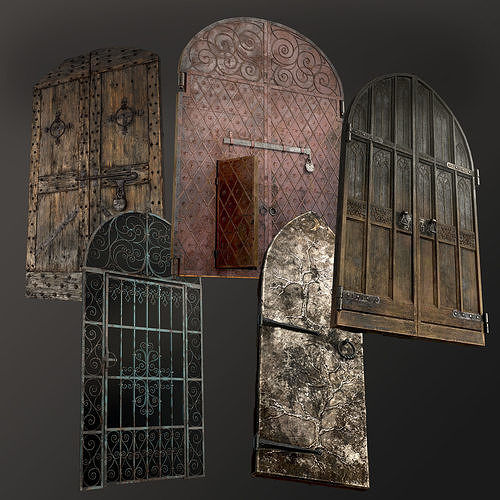 Five Medieval Doors 3D Model Collection