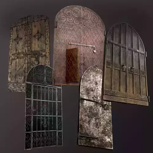 Five Medieval Doors 3D Model Collection
