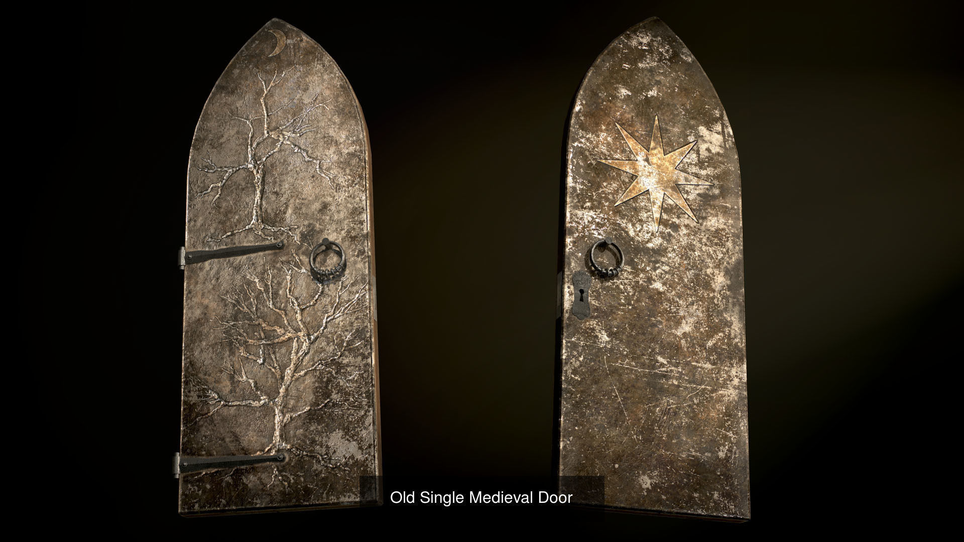 Five Medieval Doors 3D Model Collection_5