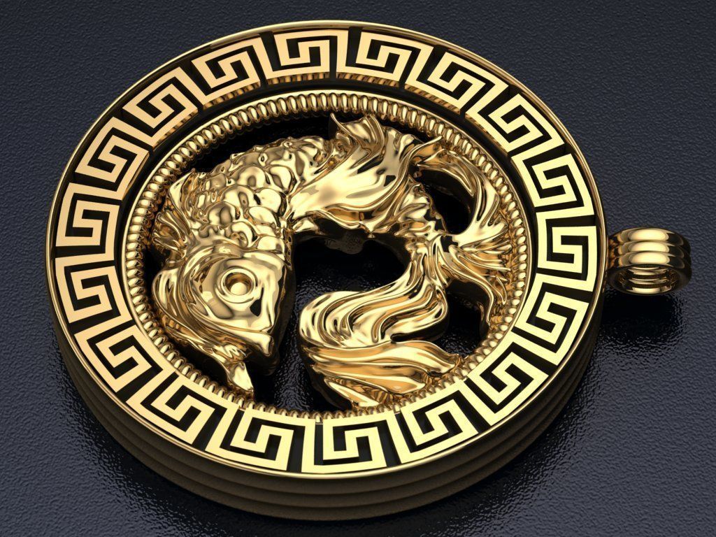 fish pendant - Pisces  3D print model_1