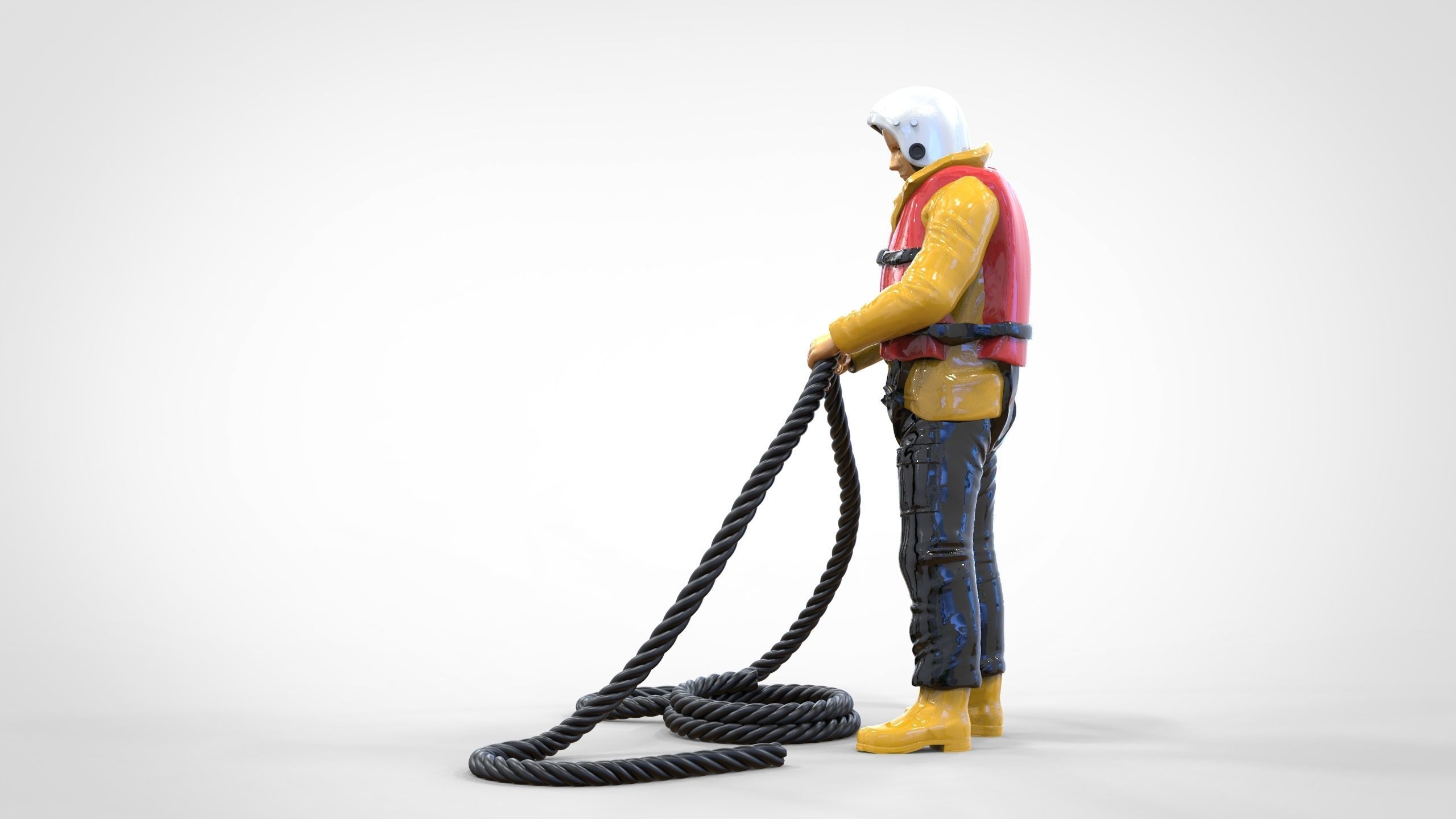 N9 Rescue National Lifeboat Institution RNLI crew with Rope 3D print model_12