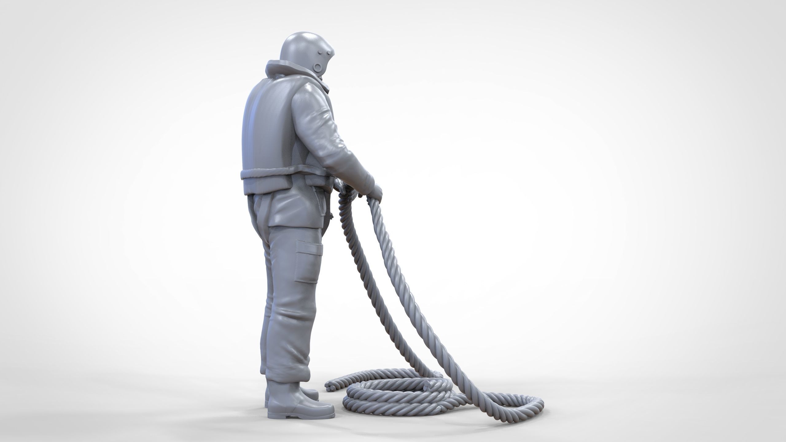 N9 Rescue National Lifeboat Institution RNLI crew with Rope 3D print model_35