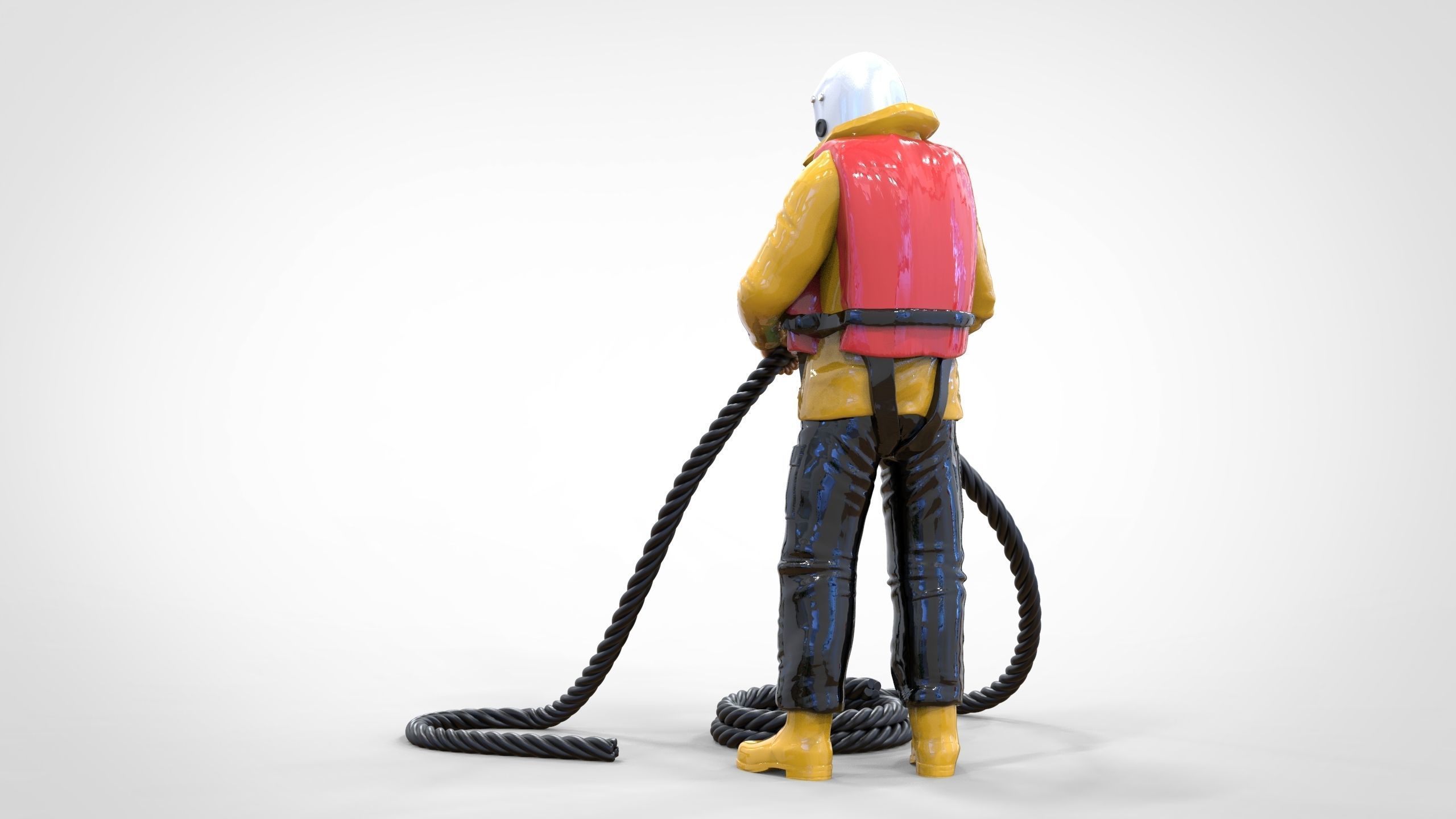 N9 Rescue National Lifeboat Institution RNLI crew with Rope 3D print model_26