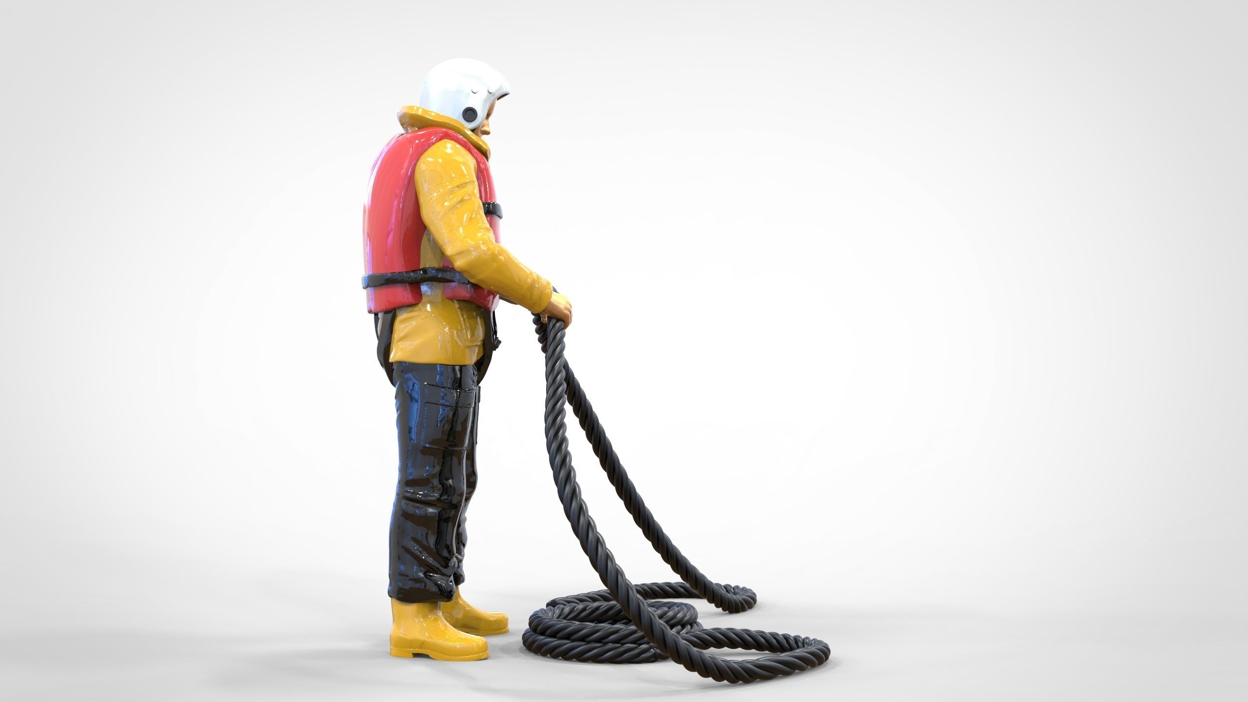 N9 Rescue National Lifeboat Institution RNLI crew with Rope 3D print model_4