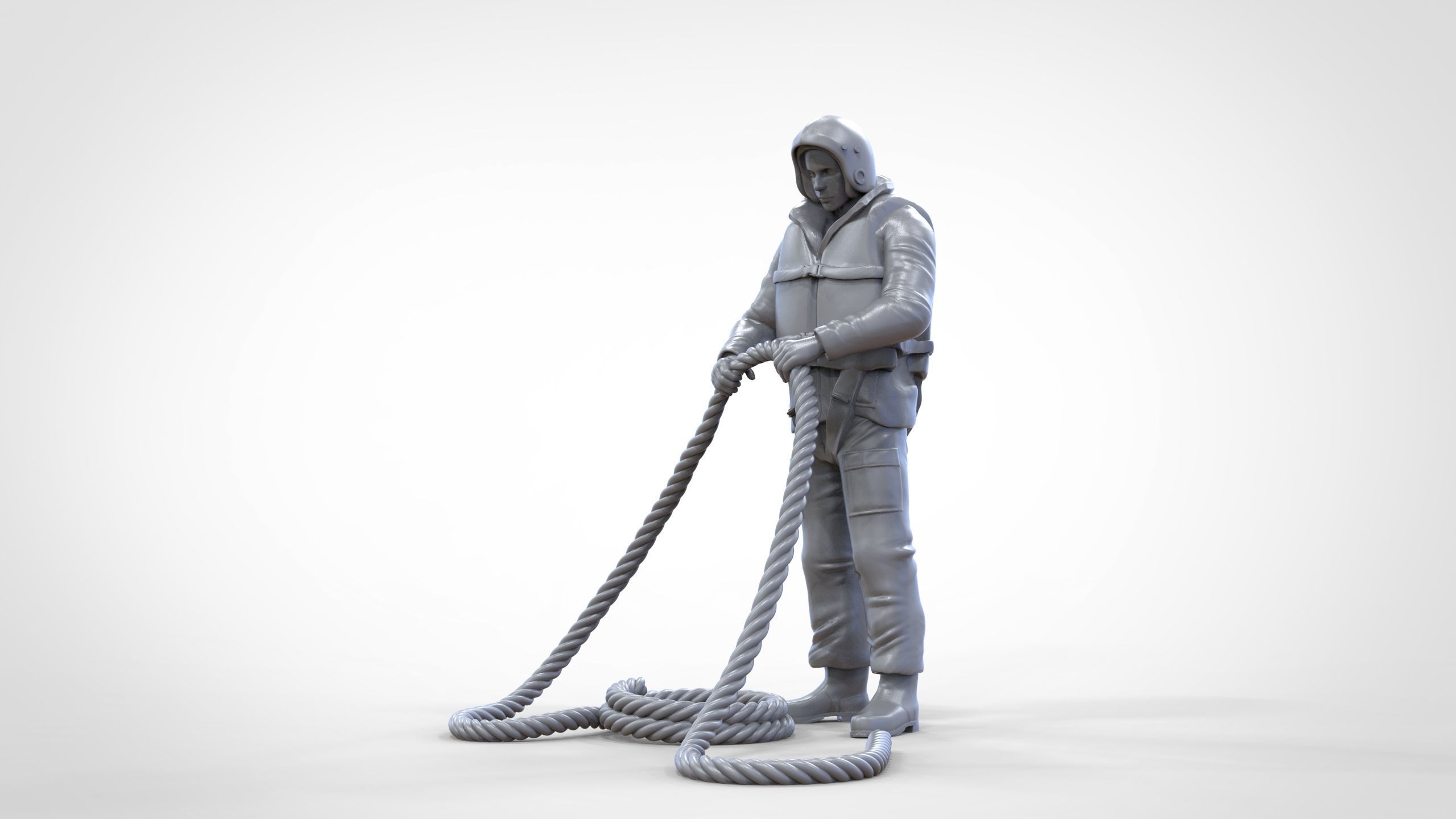 N9 Rescue National Lifeboat Institution RNLI crew with Rope 3D print model_41