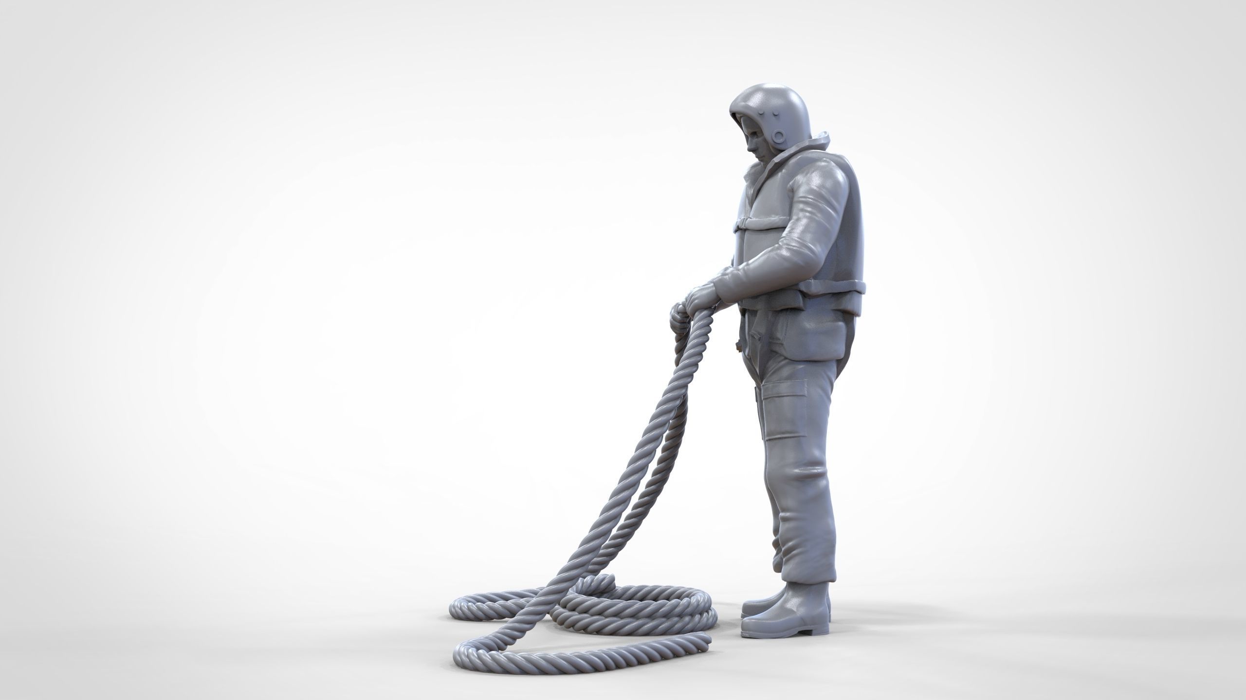 N9 Rescue National Lifeboat Institution RNLI crew with Rope 3D print model_40