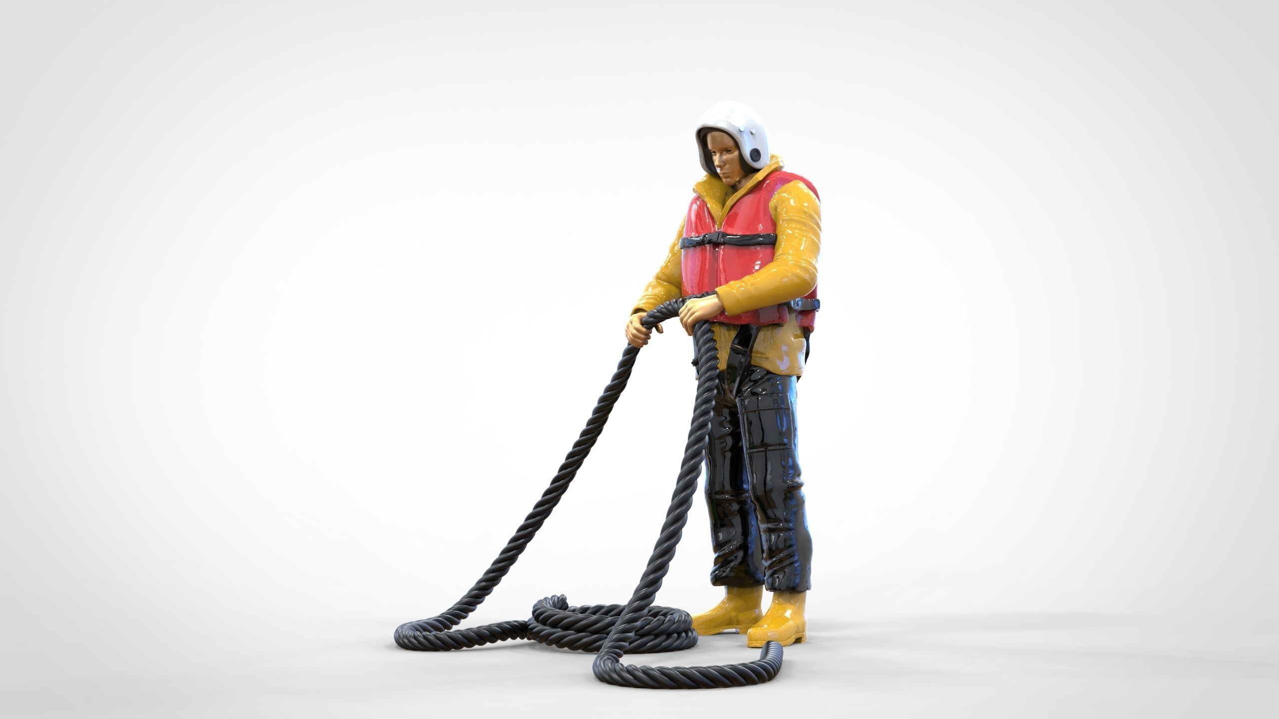 N9 Rescue National Lifeboat Institution RNLI crew with Rope 3D print model_29