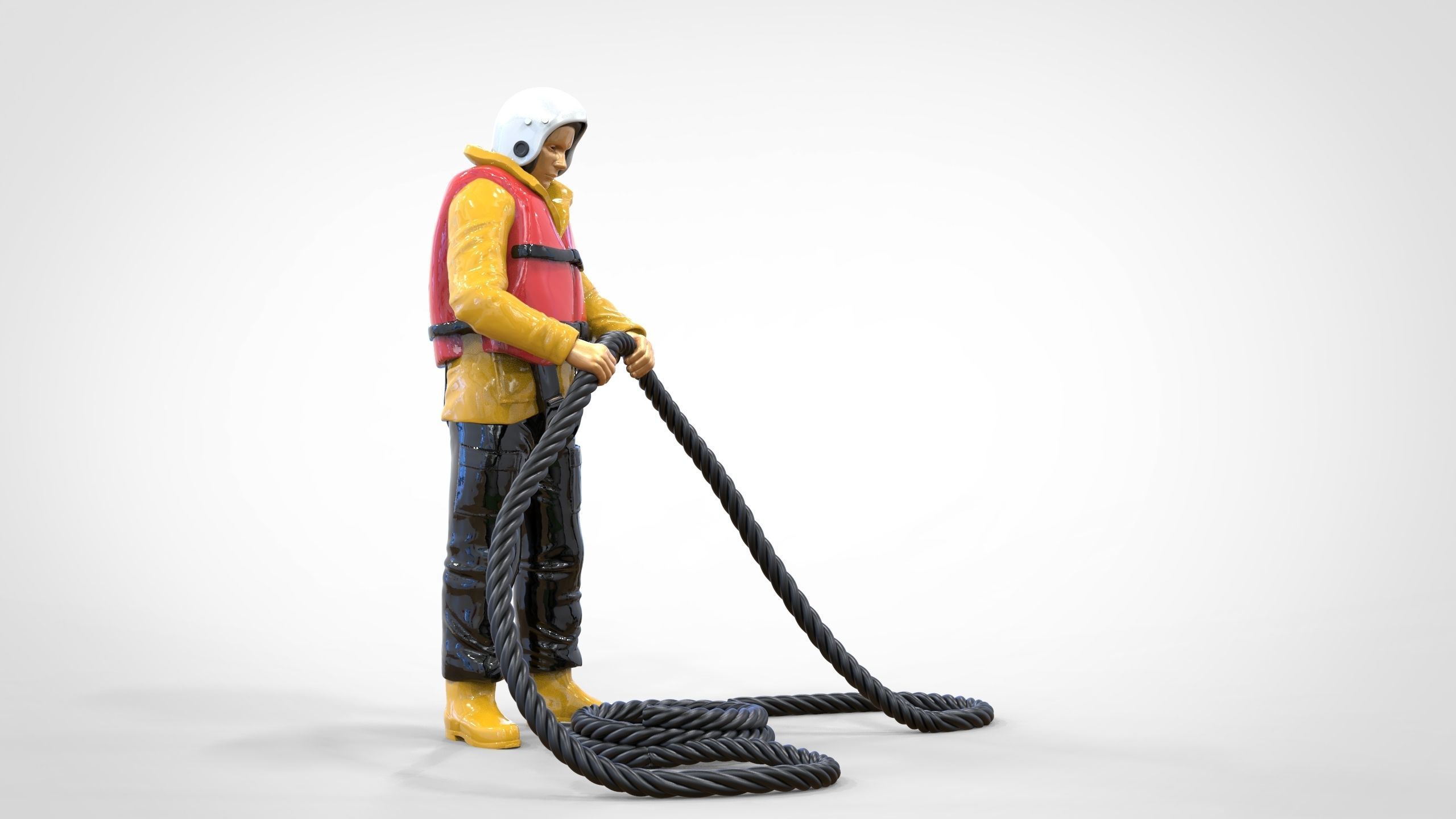 N9 Rescue National Lifeboat Institution RNLI crew with Rope 3D print model_22