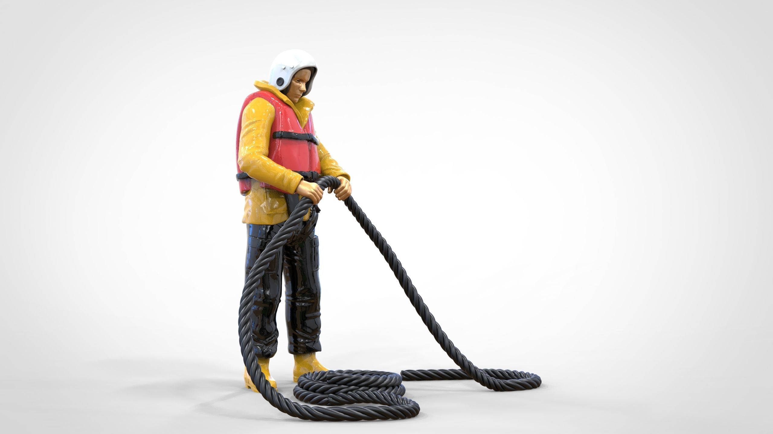 N9 Rescue National Lifeboat Institution RNLI crew with Rope 3D print model_21
