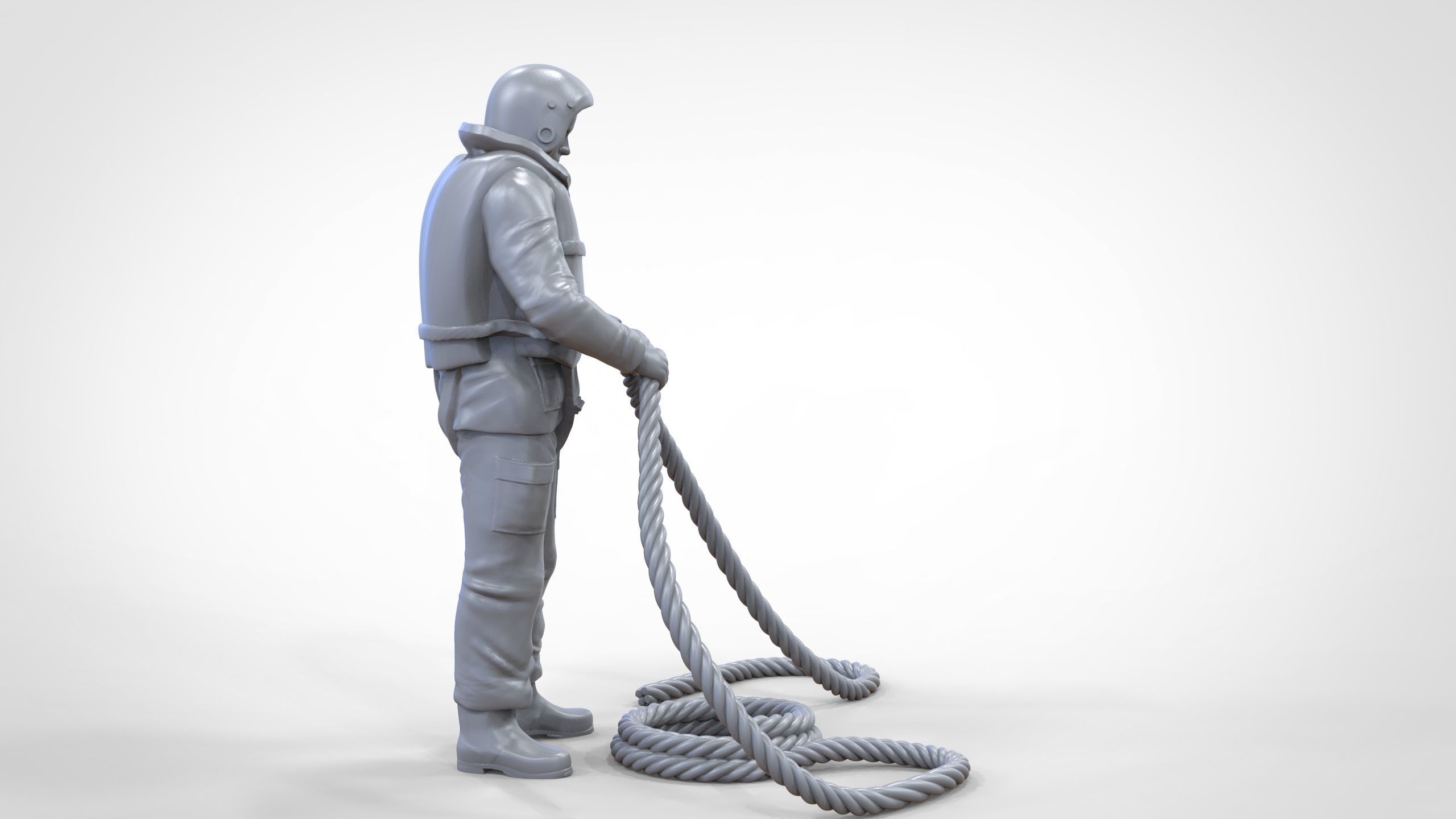 N9 Rescue National Lifeboat Institution RNLI crew with Rope 3D print model_33