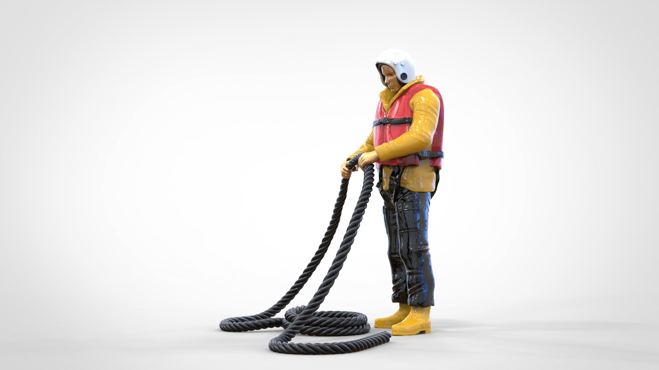 N9 Rescue National Lifeboat Institution RNLI crew with Rope 3D print model_14