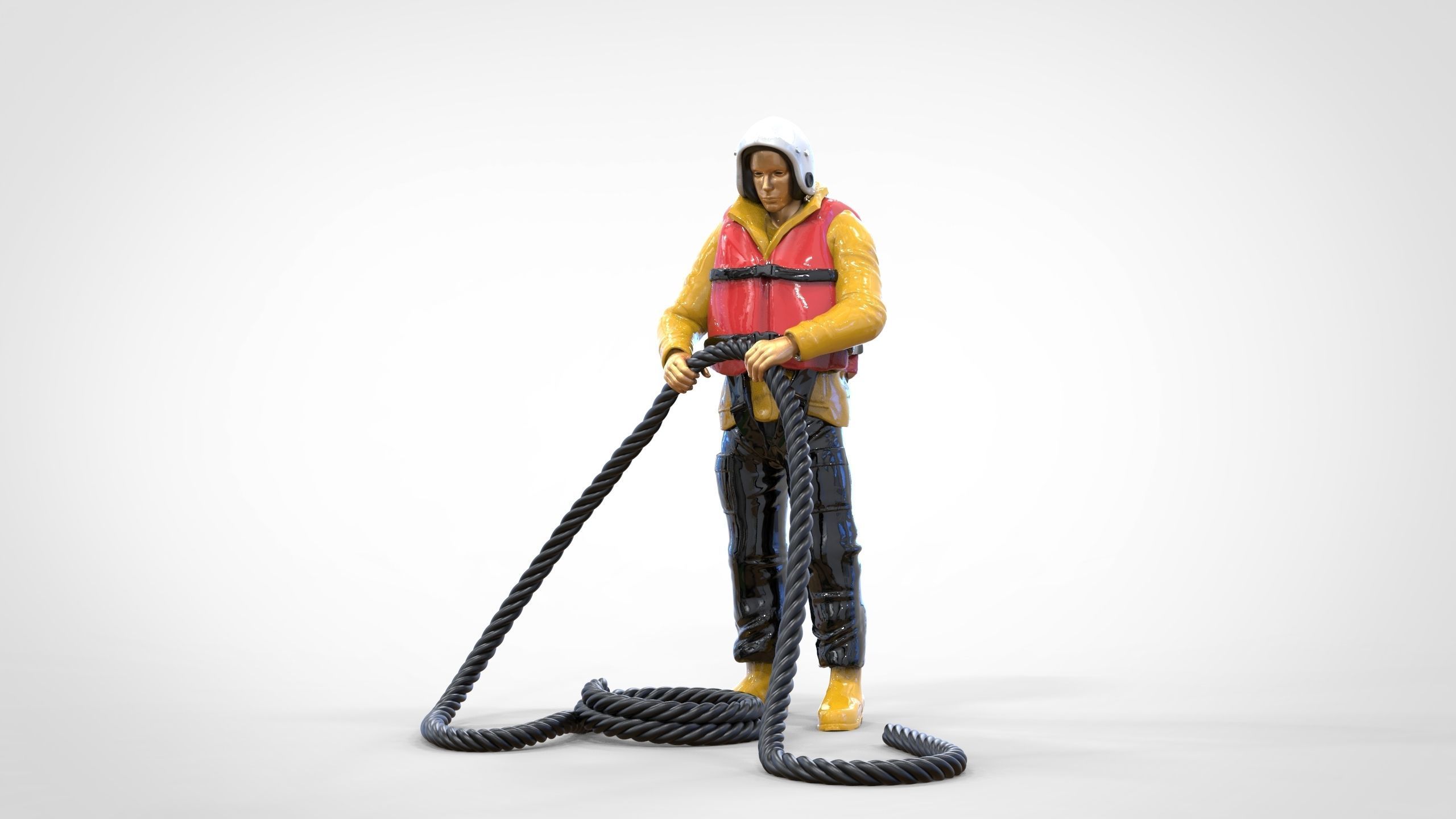 N9 Rescue National Lifeboat Institution RNLI crew with Rope 3D print model_16