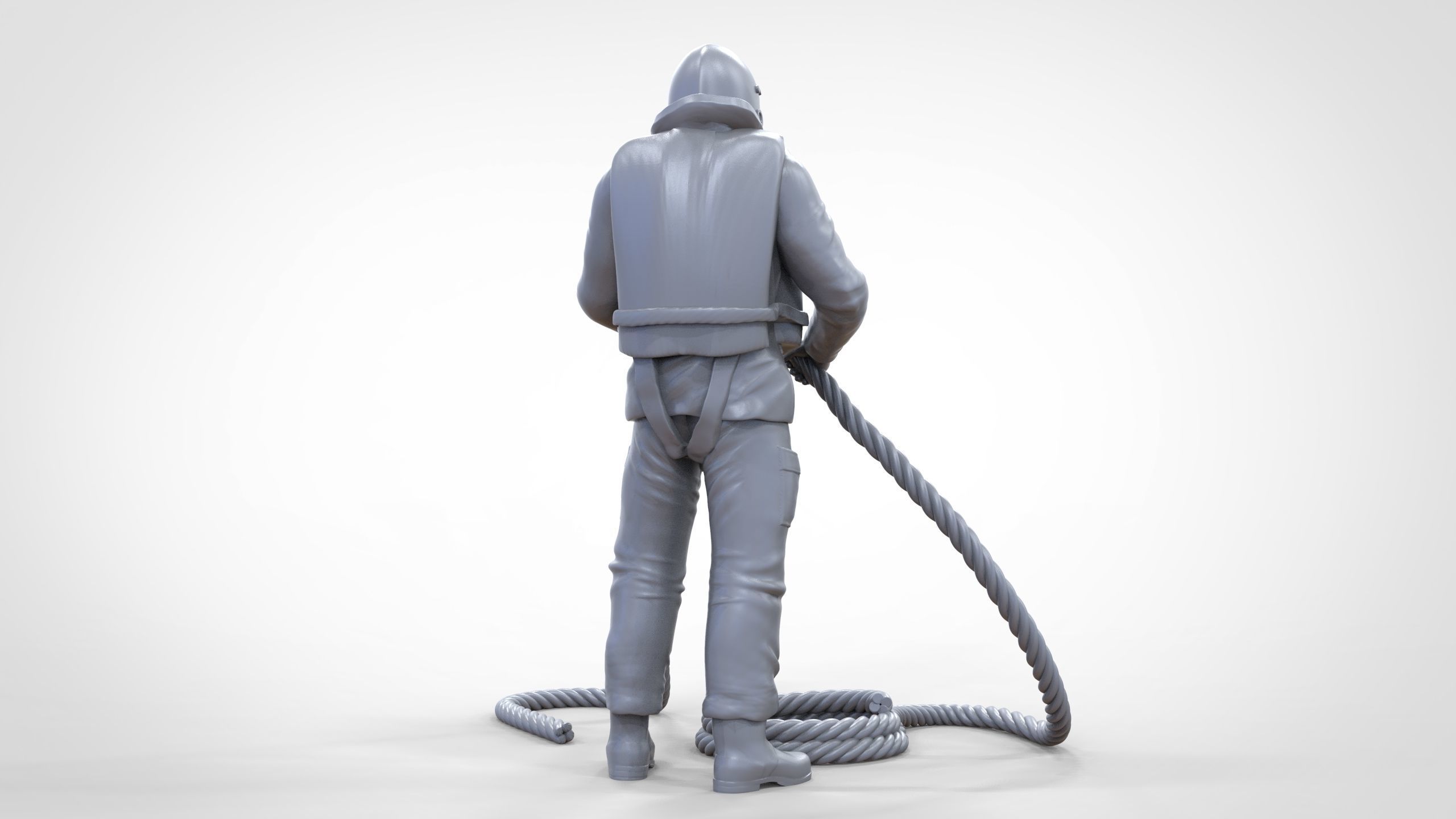 N9 Rescue National Lifeboat Institution RNLI crew with Rope 3D print model_37