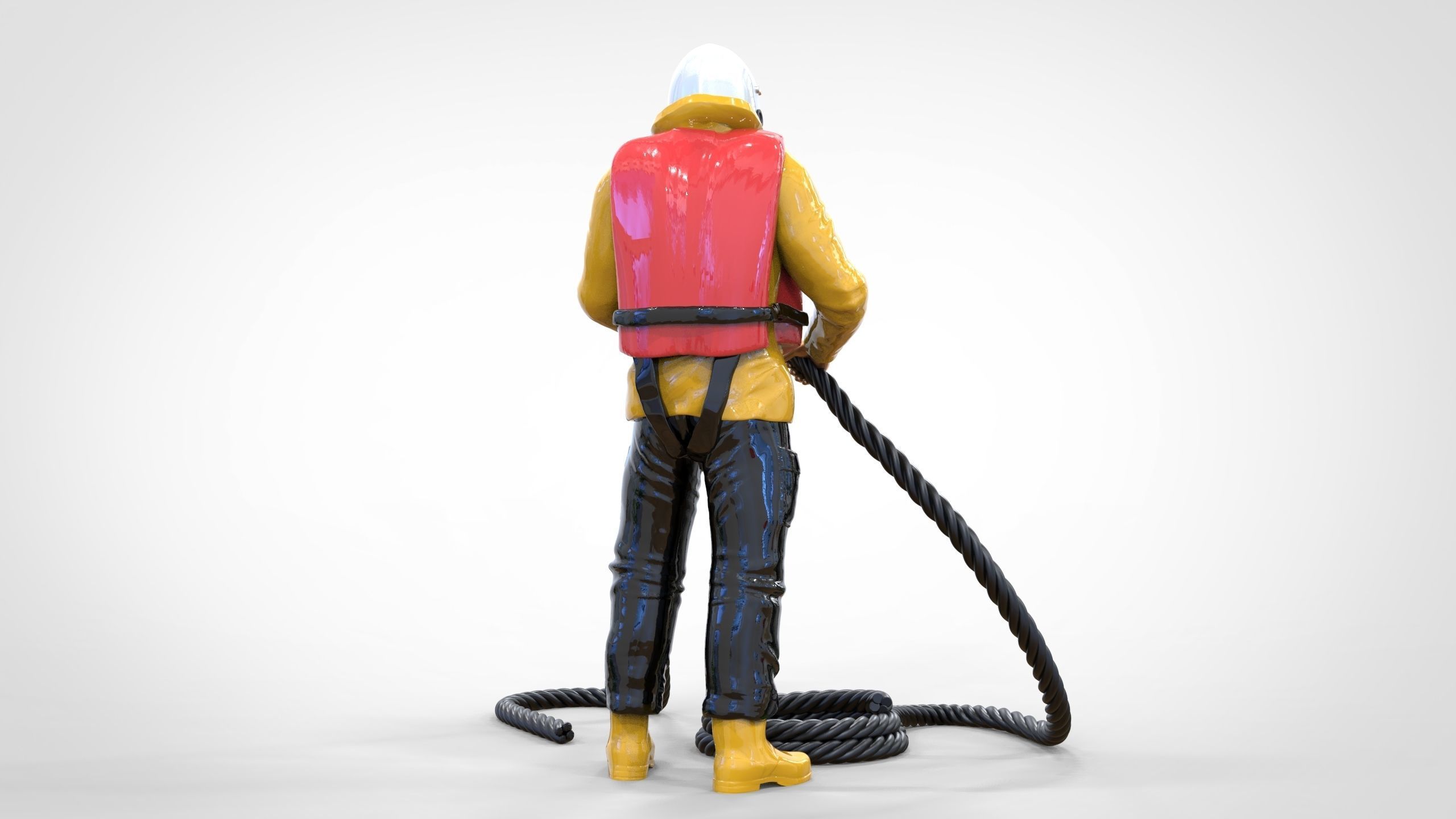 N9 Rescue National Lifeboat Institution RNLI crew with Rope 3D print model_8