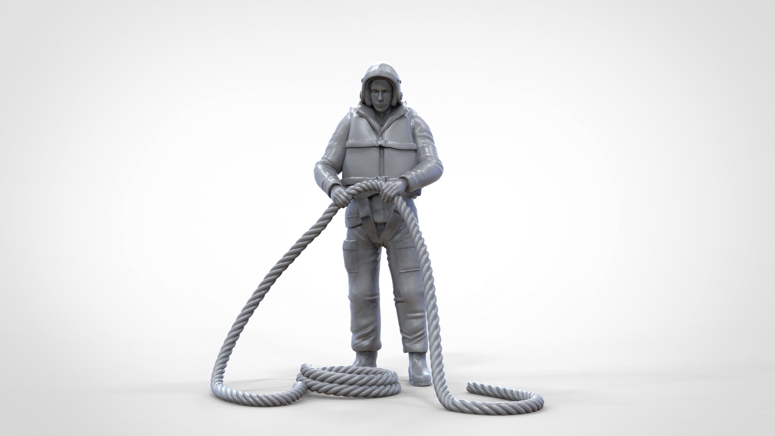 N9 Rescue National Lifeboat Institution RNLI crew with Rope 3D print model_42