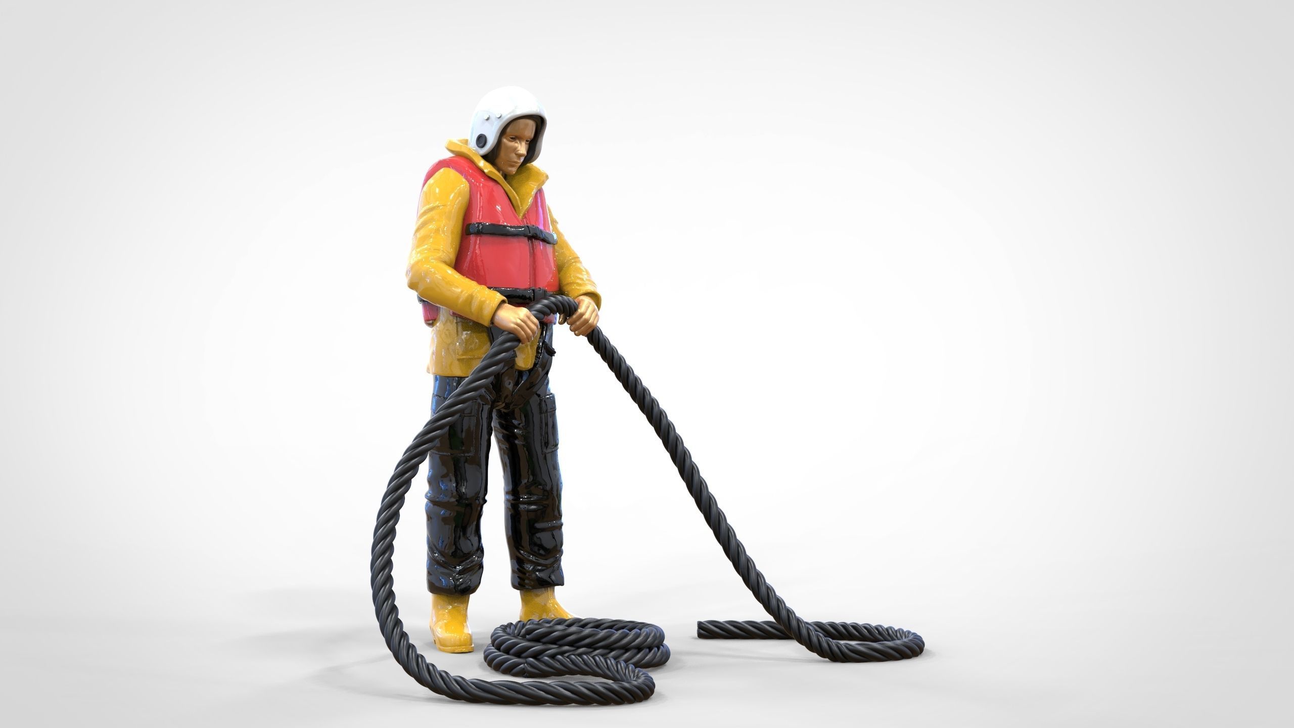 N9 Rescue National Lifeboat Institution RNLI crew with Rope 3D print model_20