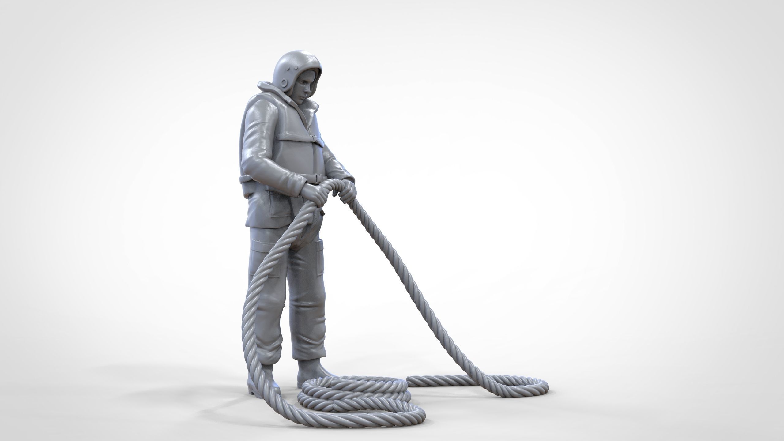 N9 Rescue National Lifeboat Institution RNLI crew with Rope 3D print model_44
