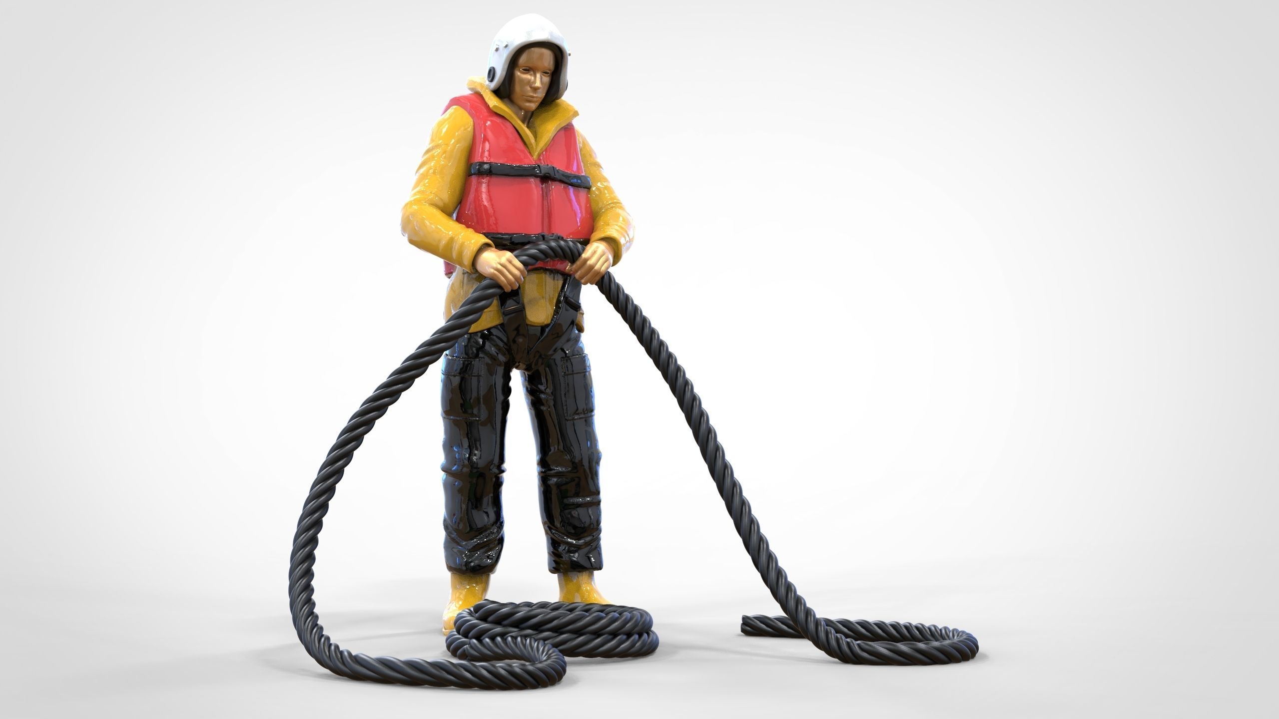N9 Rescue National Lifeboat Institution RNLI crew with Rope 3D print model_3