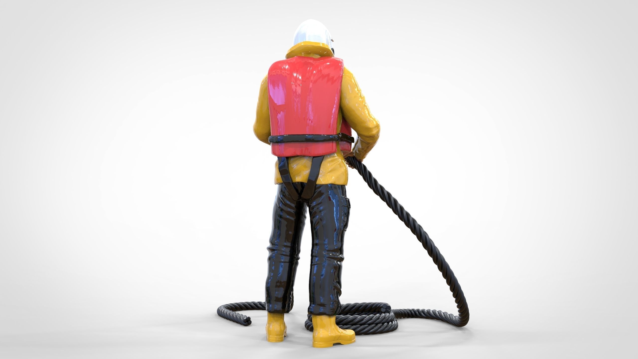 N9 Rescue National Lifeboat Institution RNLI crew with Rope 3D print model_25