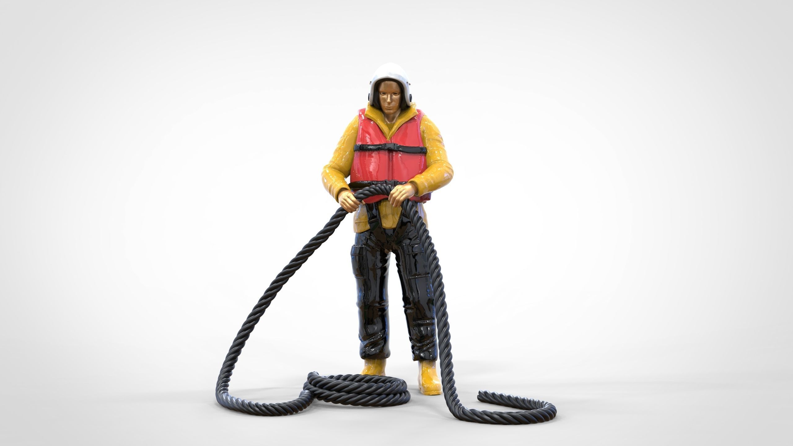 N9 Rescue National Lifeboat Institution RNLI crew with Rope 3D print model_17