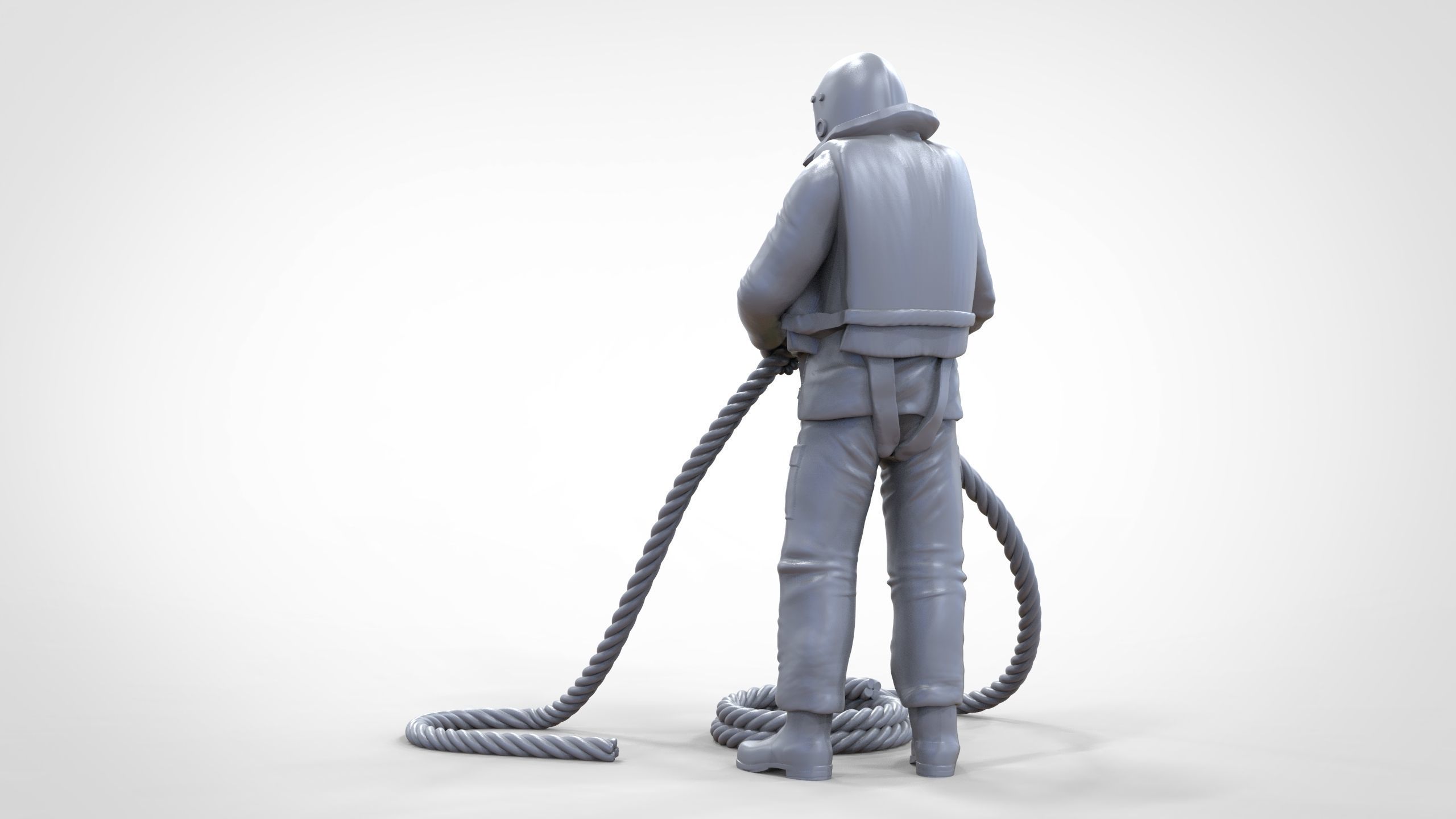 N9 Rescue National Lifeboat Institution RNLI crew with Rope 3D print model_38