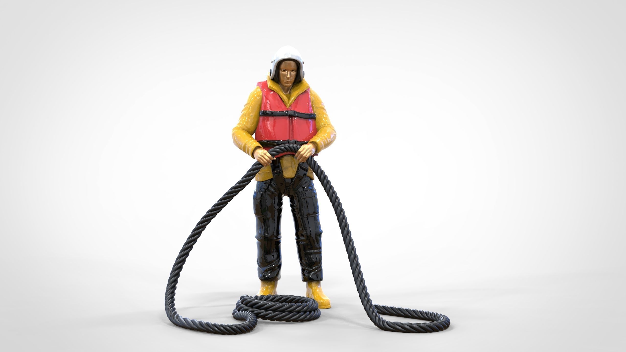 N9 Rescue National Lifeboat Institution RNLI crew with Rope 3D print model_18