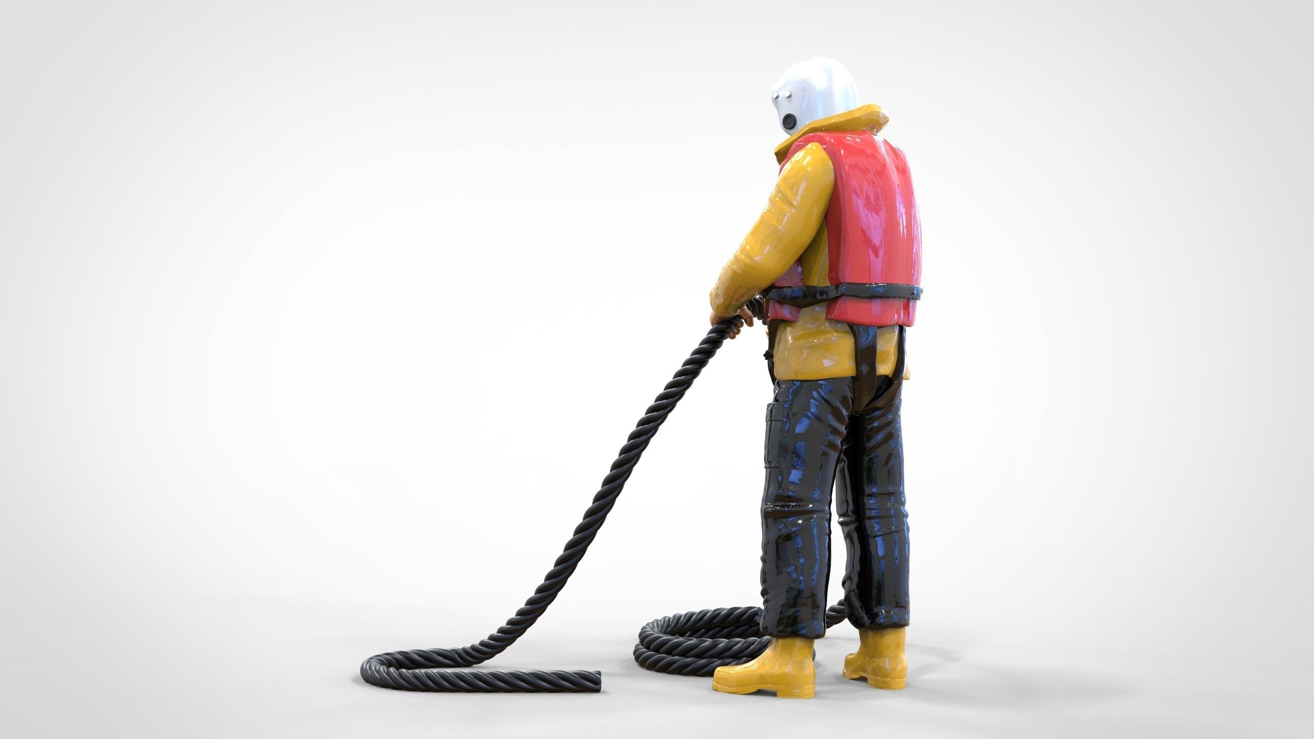 N9 Rescue National Lifeboat Institution RNLI crew with Rope 3D print model_10