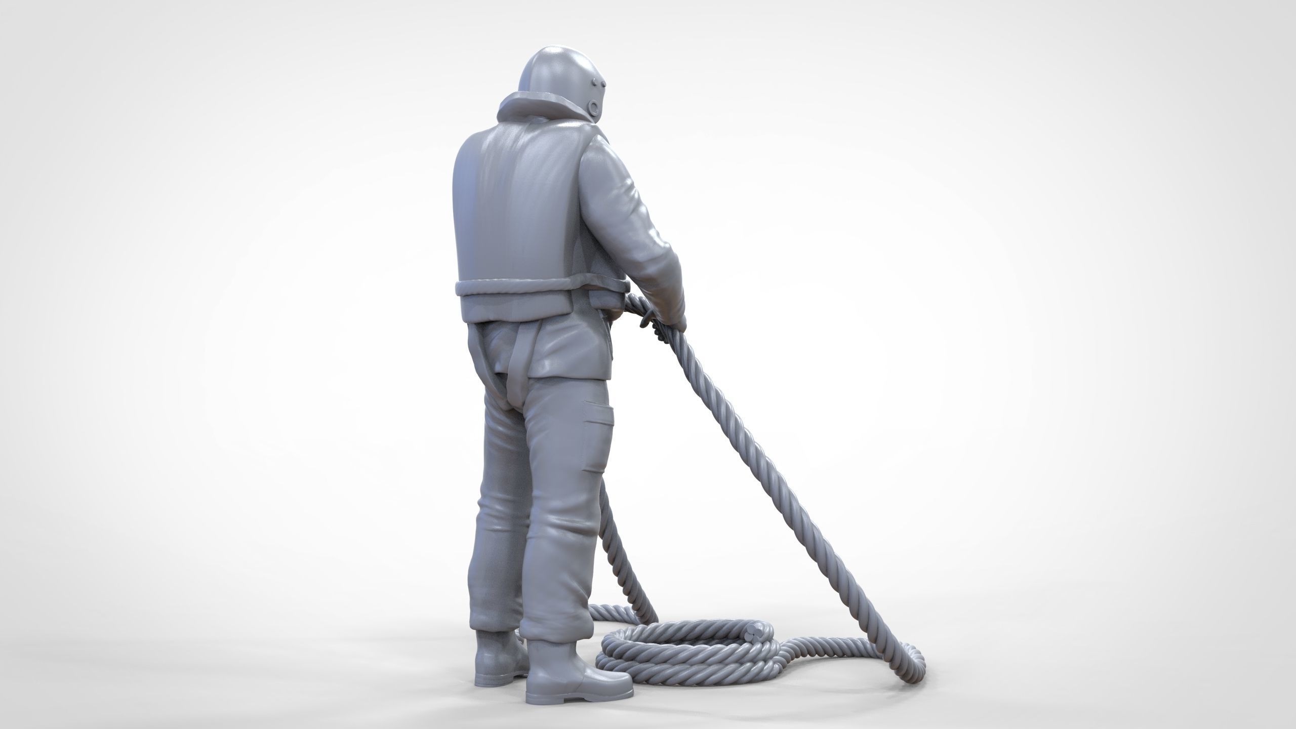 N9 Rescue National Lifeboat Institution RNLI crew with Rope 3D print model_36