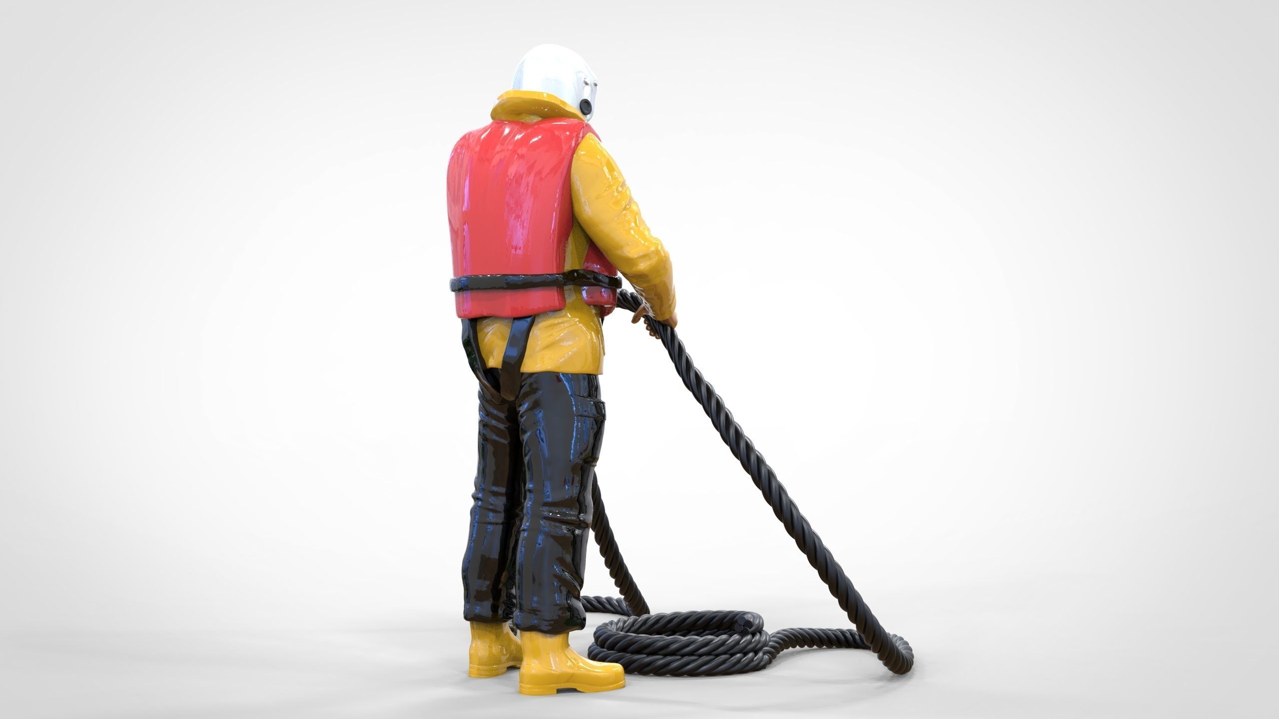 N9 Rescue National Lifeboat Institution RNLI crew with Rope 3D print model_6