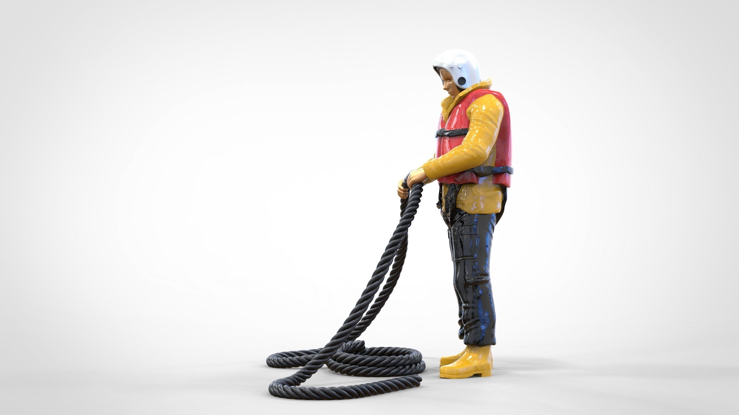 N9 Rescue National Lifeboat Institution RNLI crew with Rope 3D print model_13