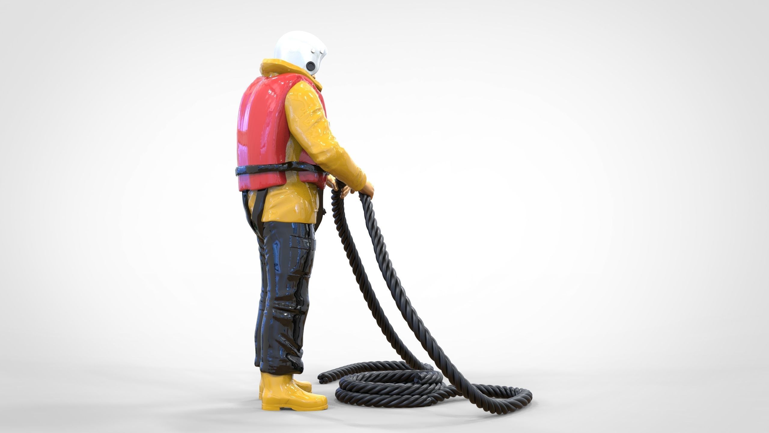 N9 Rescue National Lifeboat Institution RNLI crew with Rope 3D print model_5