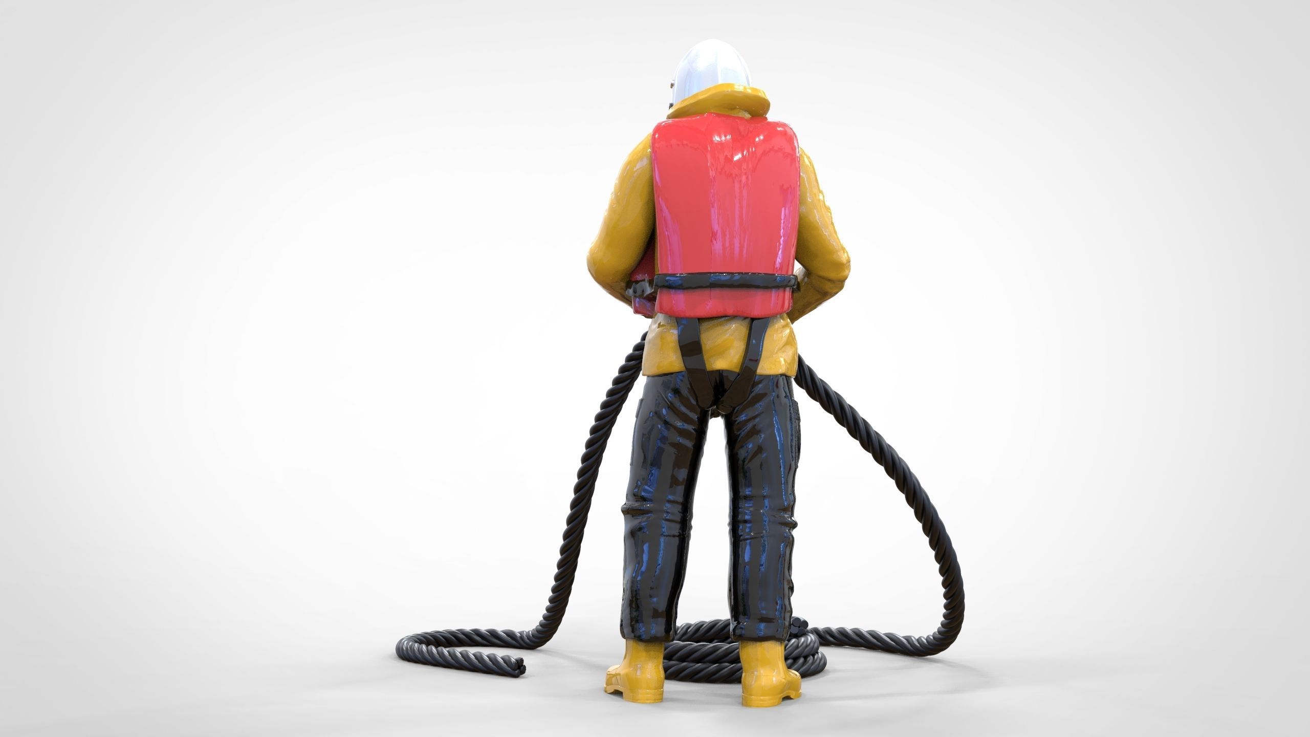 N9 Rescue National Lifeboat Institution RNLI crew with Rope 3D print model_7