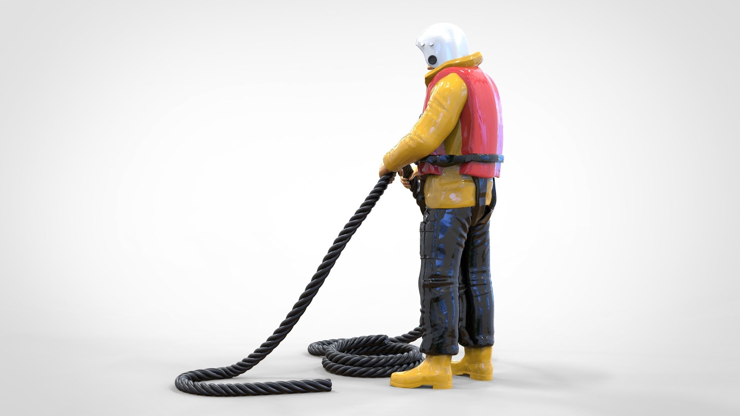 N9 Rescue National Lifeboat Institution RNLI crew with Rope 3D print model_1
