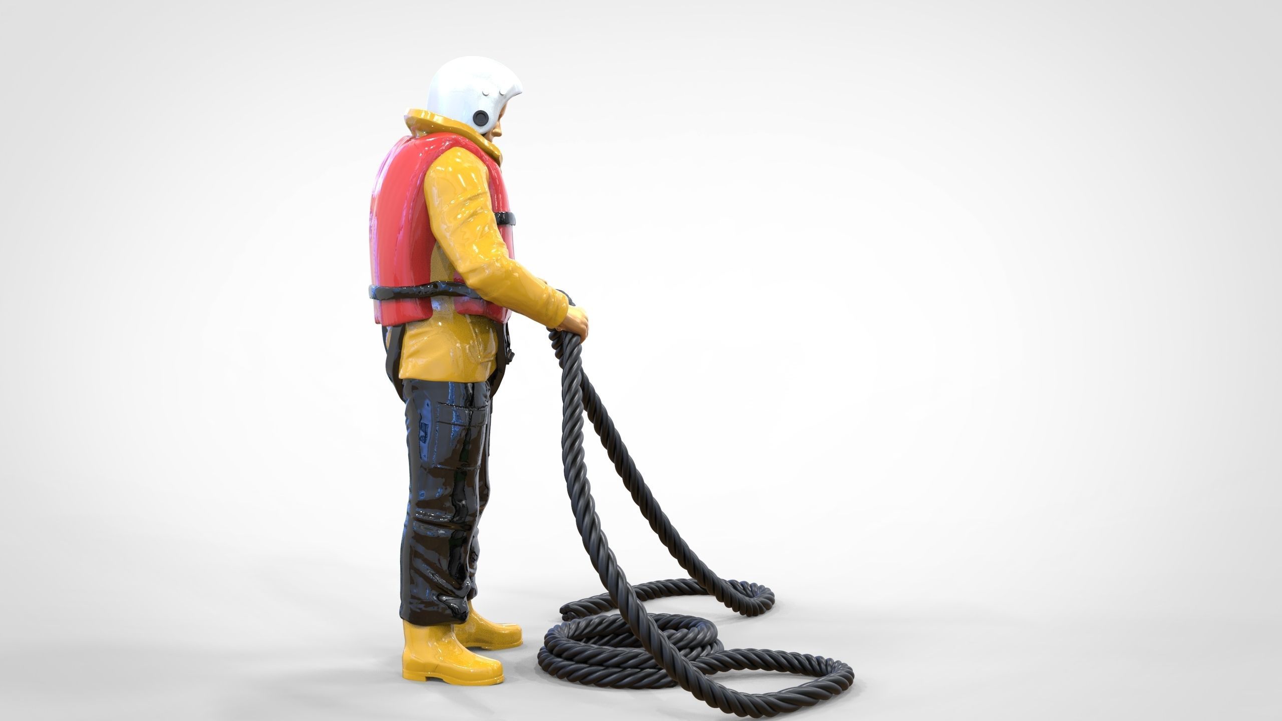 N9 Rescue National Lifeboat Institution RNLI crew with Rope 3D print model_23