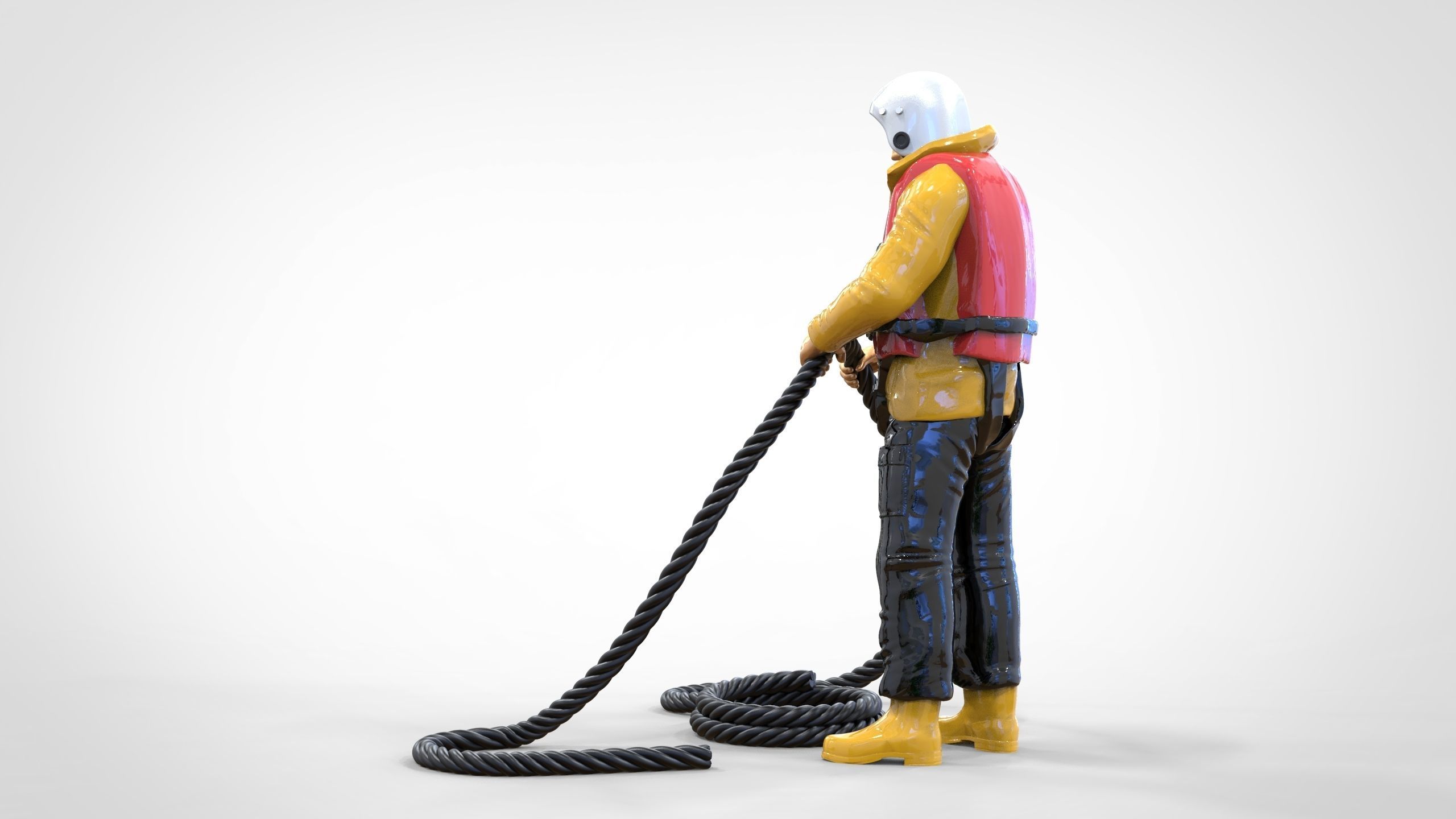 N9 Rescue National Lifeboat Institution RNLI crew with Rope 3D print model_27