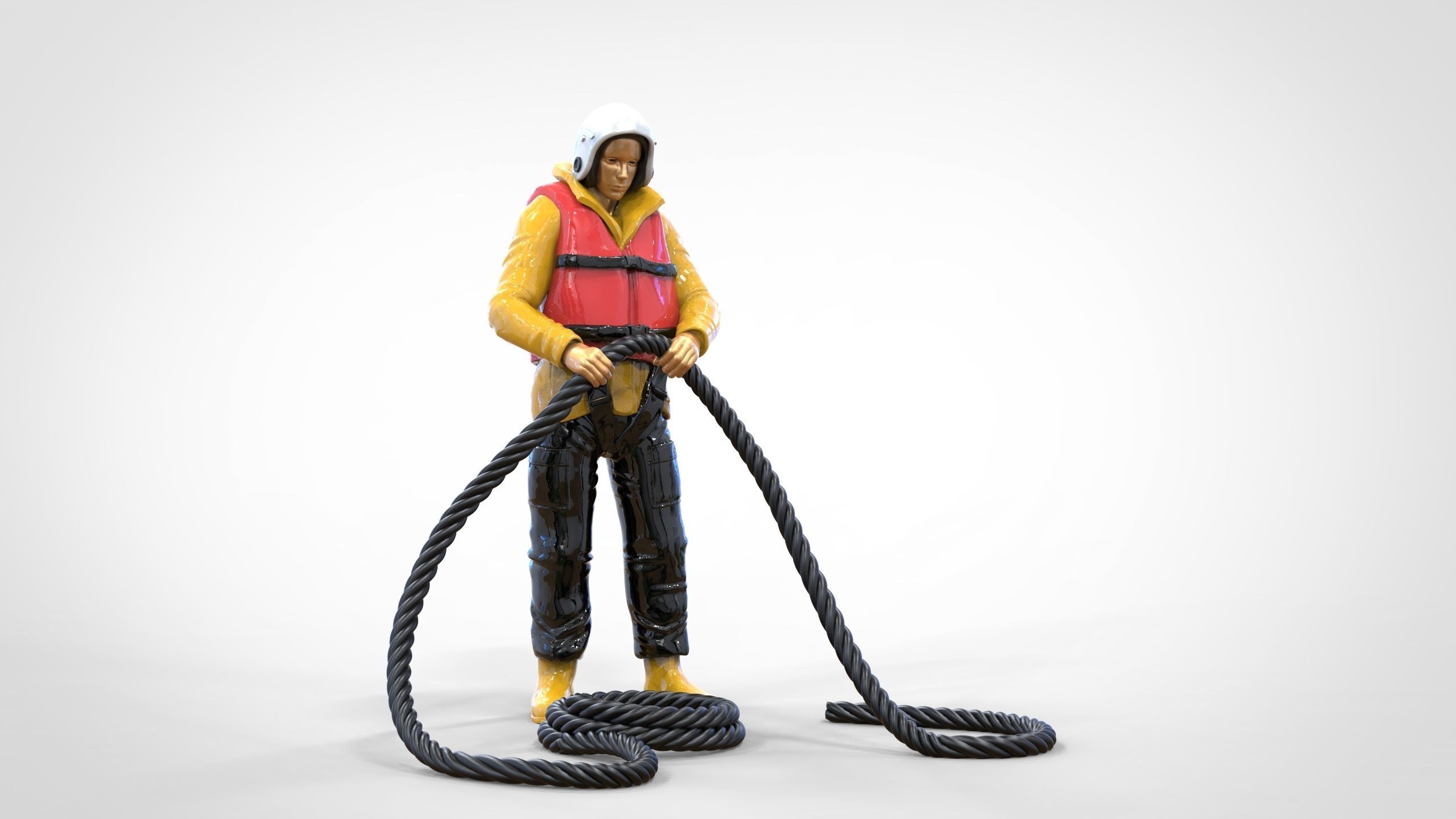 N9 Rescue National Lifeboat Institution RNLI crew with Rope 3D print model_19