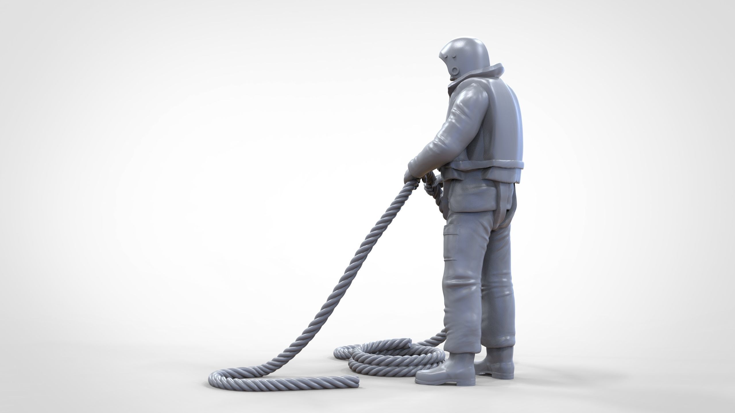 N9 Rescue National Lifeboat Institution RNLI crew with Rope 3D print model_39