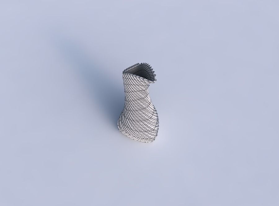 Vase puffy bent triangle with bent extruded lines 2 3D print model_6