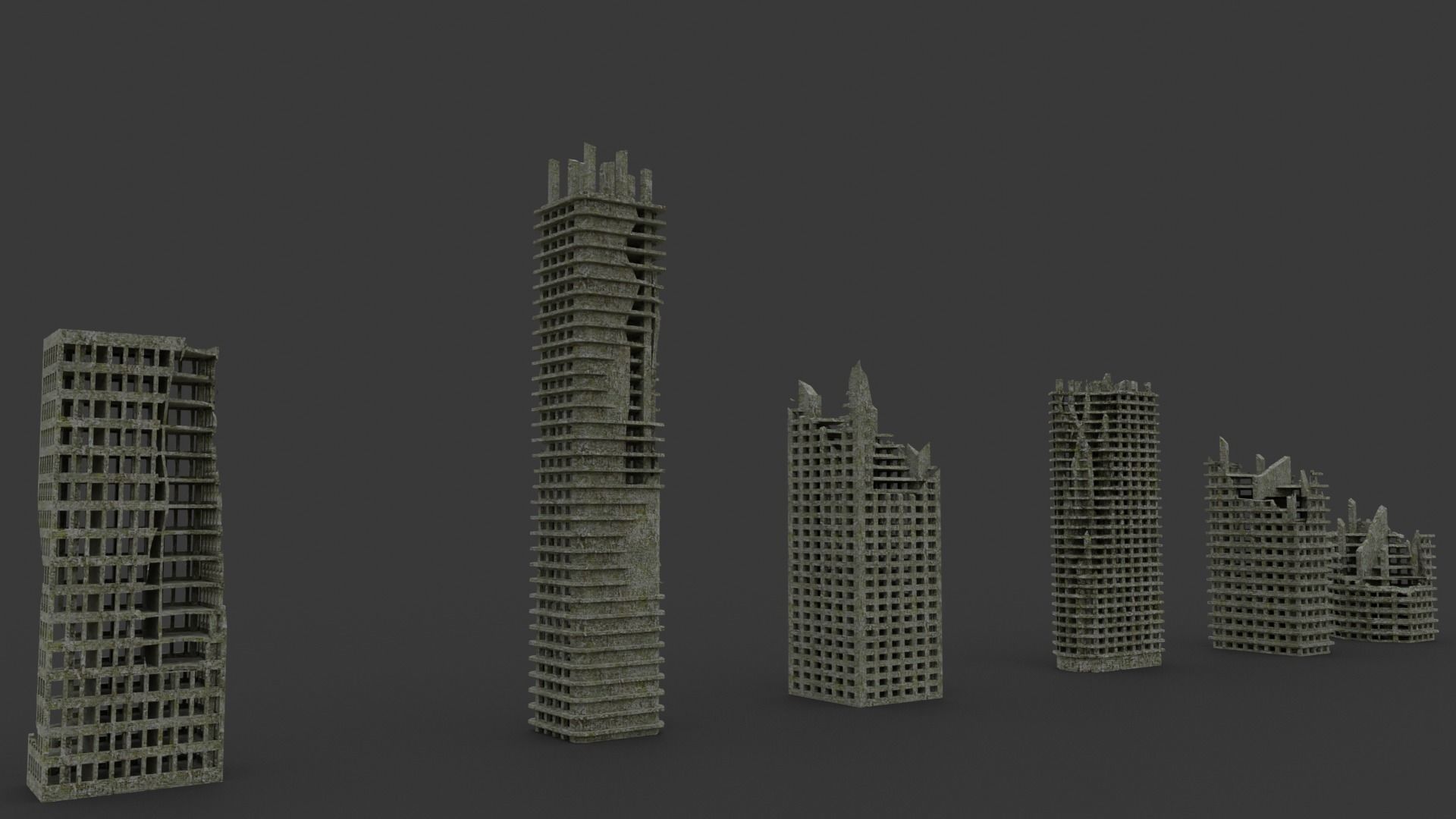 Ruined buildings pack - Free download Free low-poly 3D model_1