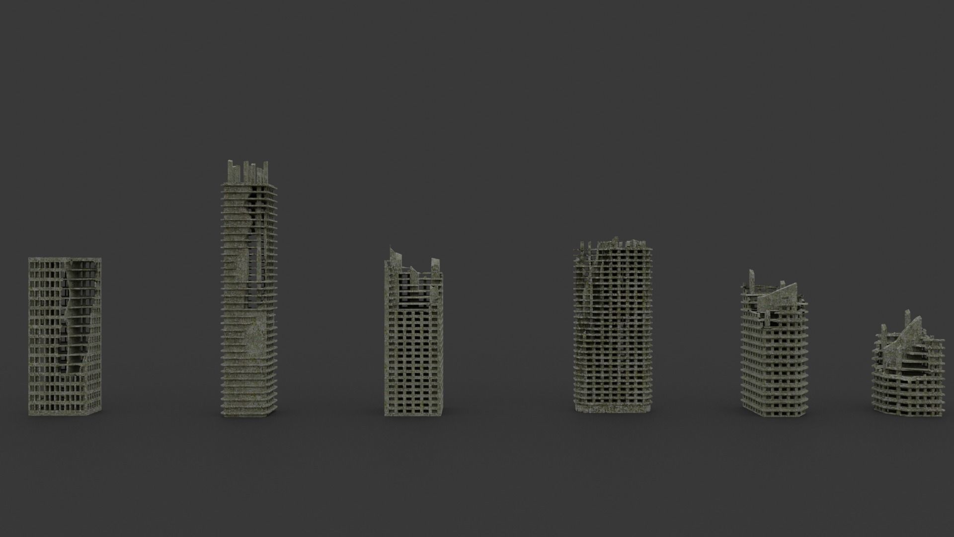 Ruined buildings pack - Free download Free low-poly 3D model_2